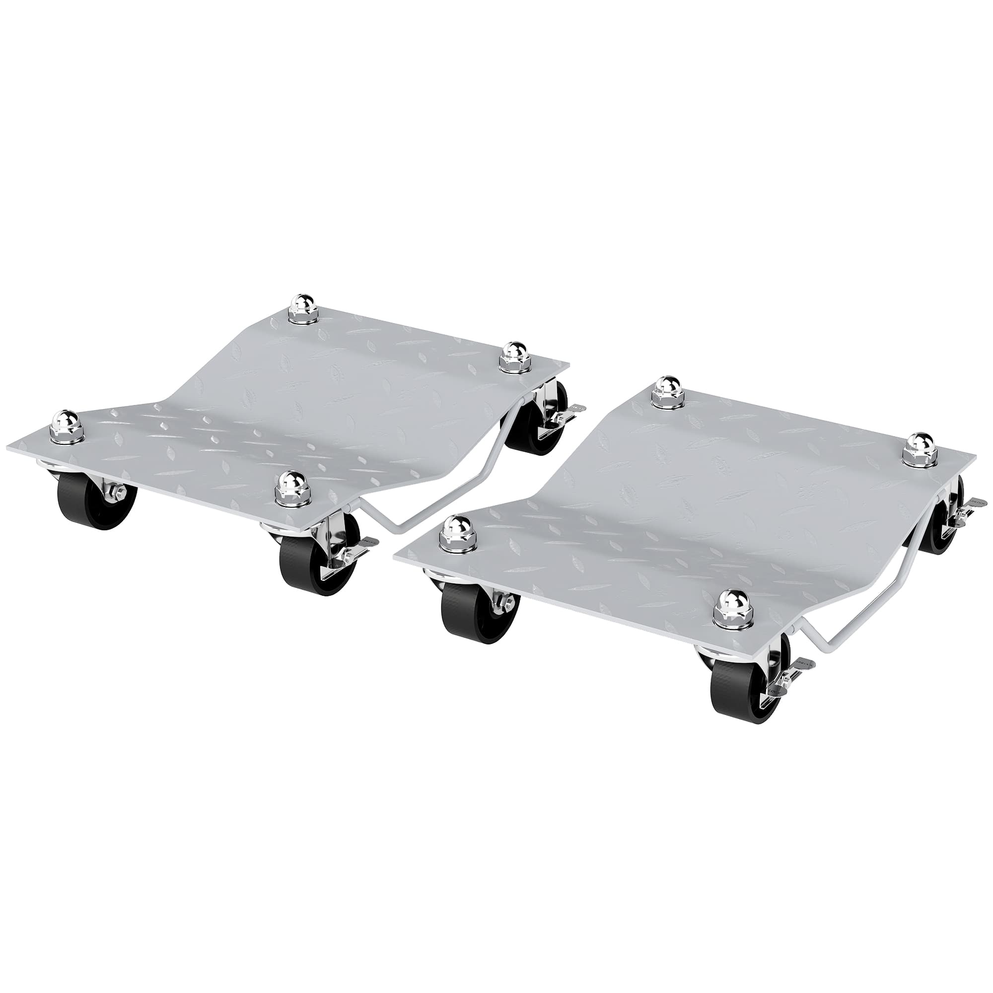 DURHAND 2 PCS Car Wheel Dollies with Swivel Casters, 680kg Capacity Car Dolly Skates Wheel Dolly Set with Non-Slip Metal Plates, Grey
