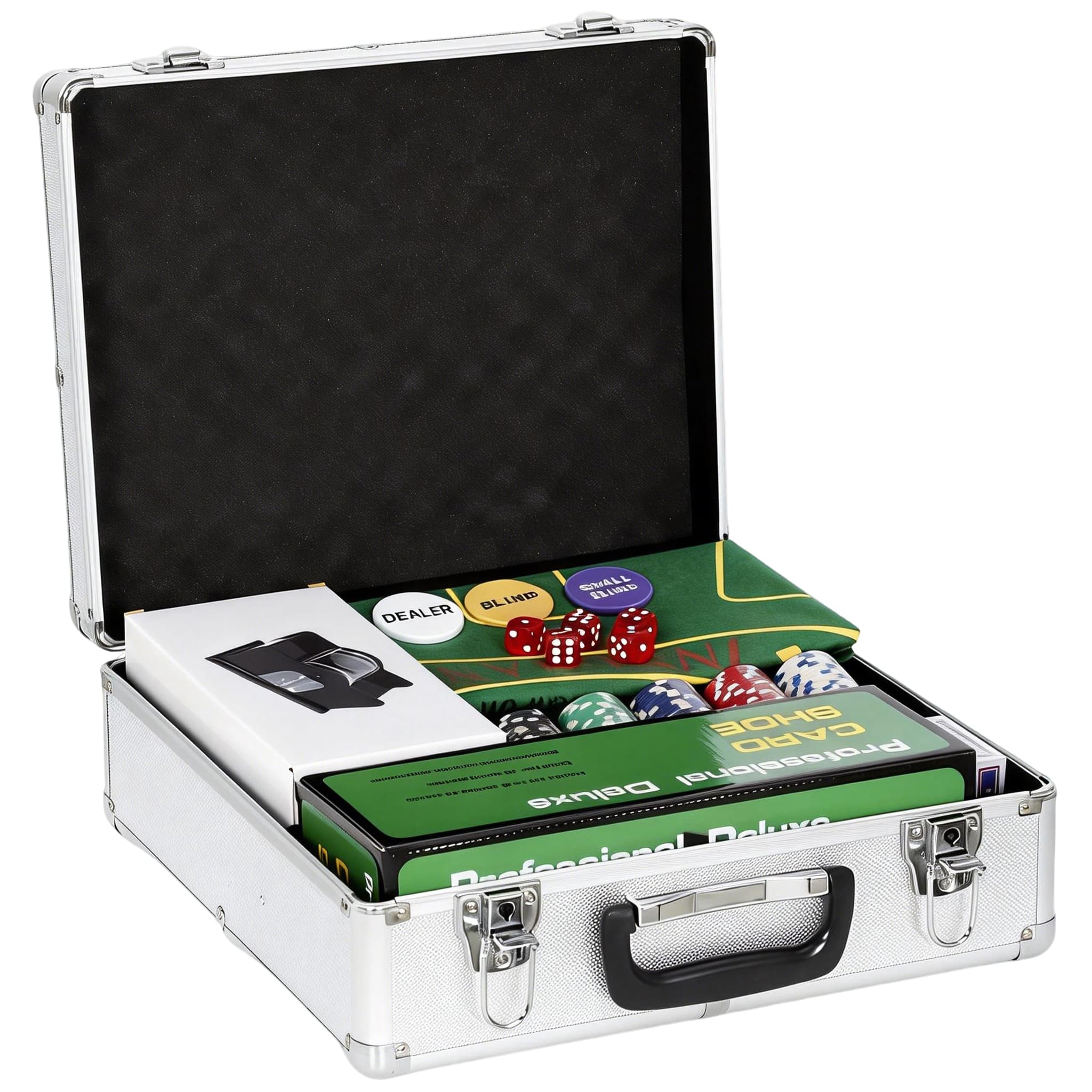 SPORTNOW Poker case complete poker set 500 chips, ABS case, playing cards, dice, dealer, mat, keys