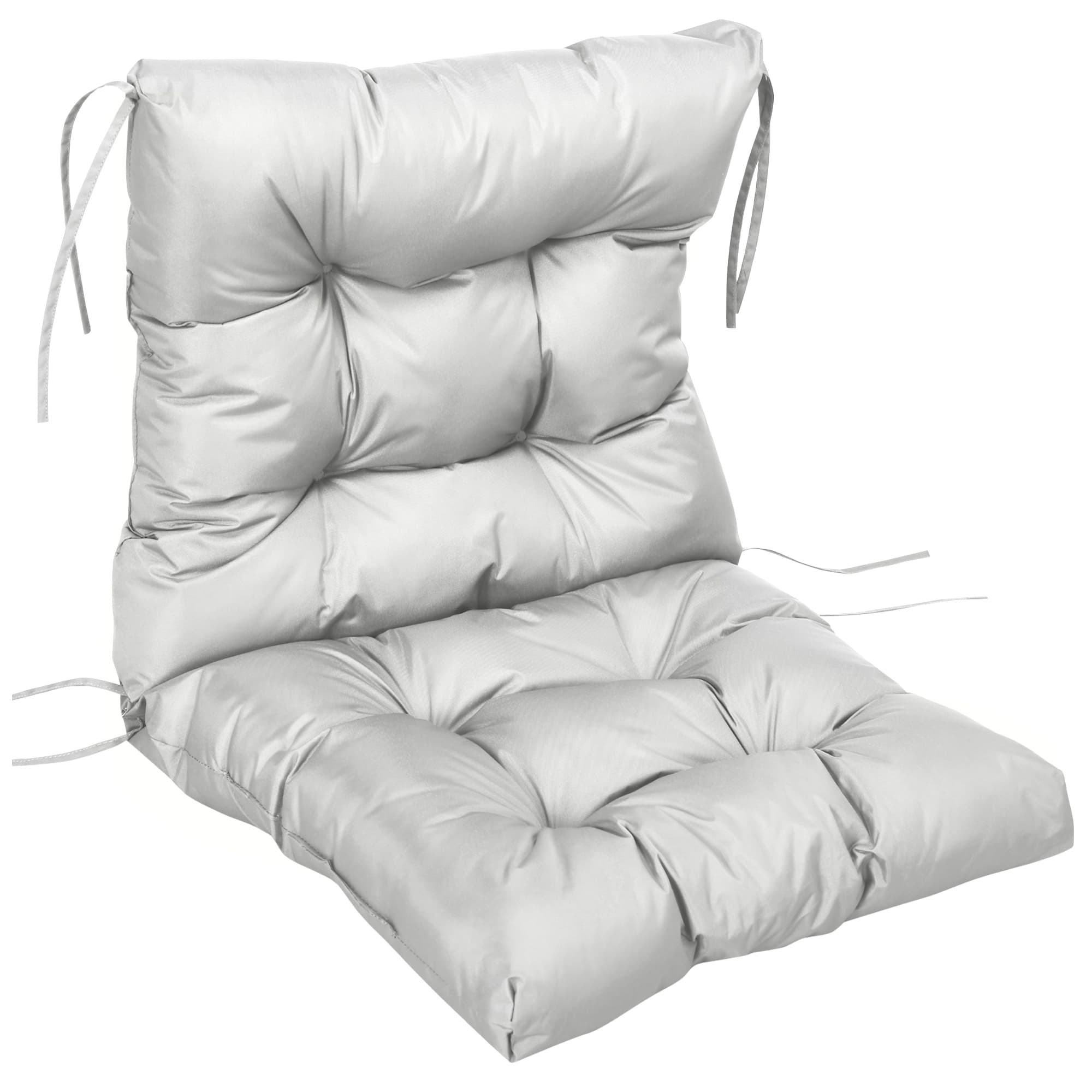 Outsunny Garden Back Chair Cushion, Comfortable Patio Seat Cushion Pad with Backrest for Outdoor & Indoor Use, Light Grey | Aosom UK