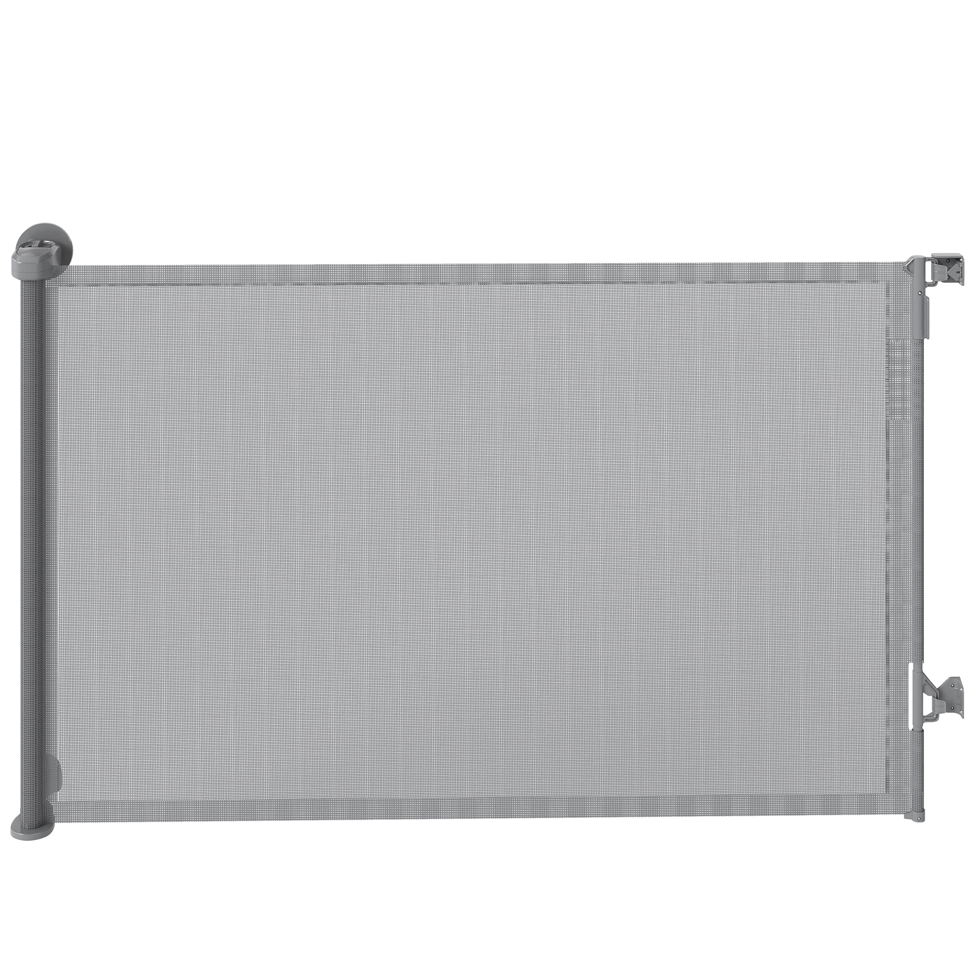 PawHut Retractable Dog Gate, Extends to 140 cm Wide & 93 cm Tall, Mesh Pet Gate with Single Hand Operation, for Stairs Doorways