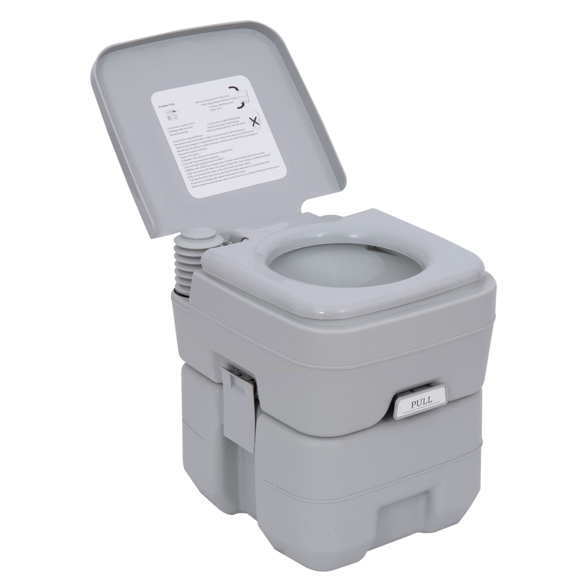 Outsunny 20L Camping Portable Toilet with 2 Detachable Tanks & Push-button Operation for Outdoor Camping & RV Travel, Grey | Aosom UK