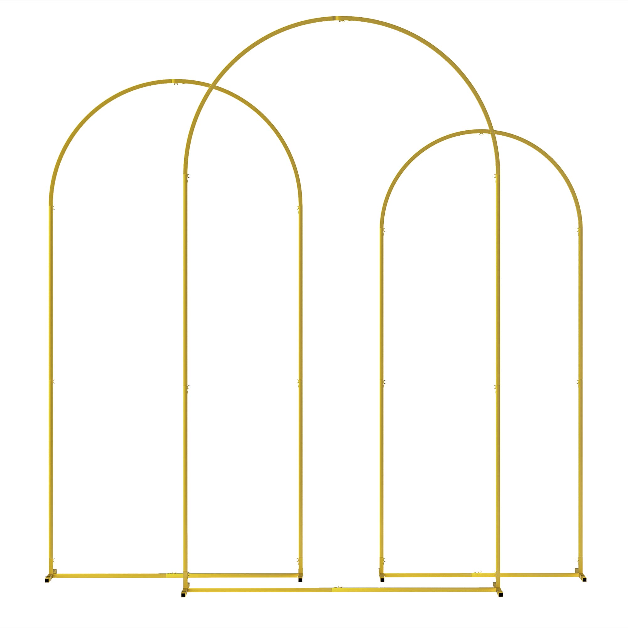 Outsunny Wedding Arch Frame Set, 2.2, 2, 1.8 m Metal Arch Backdrop Stand Set of 3 for Birthday Party, Graduation, Ceremony, Gold Tone