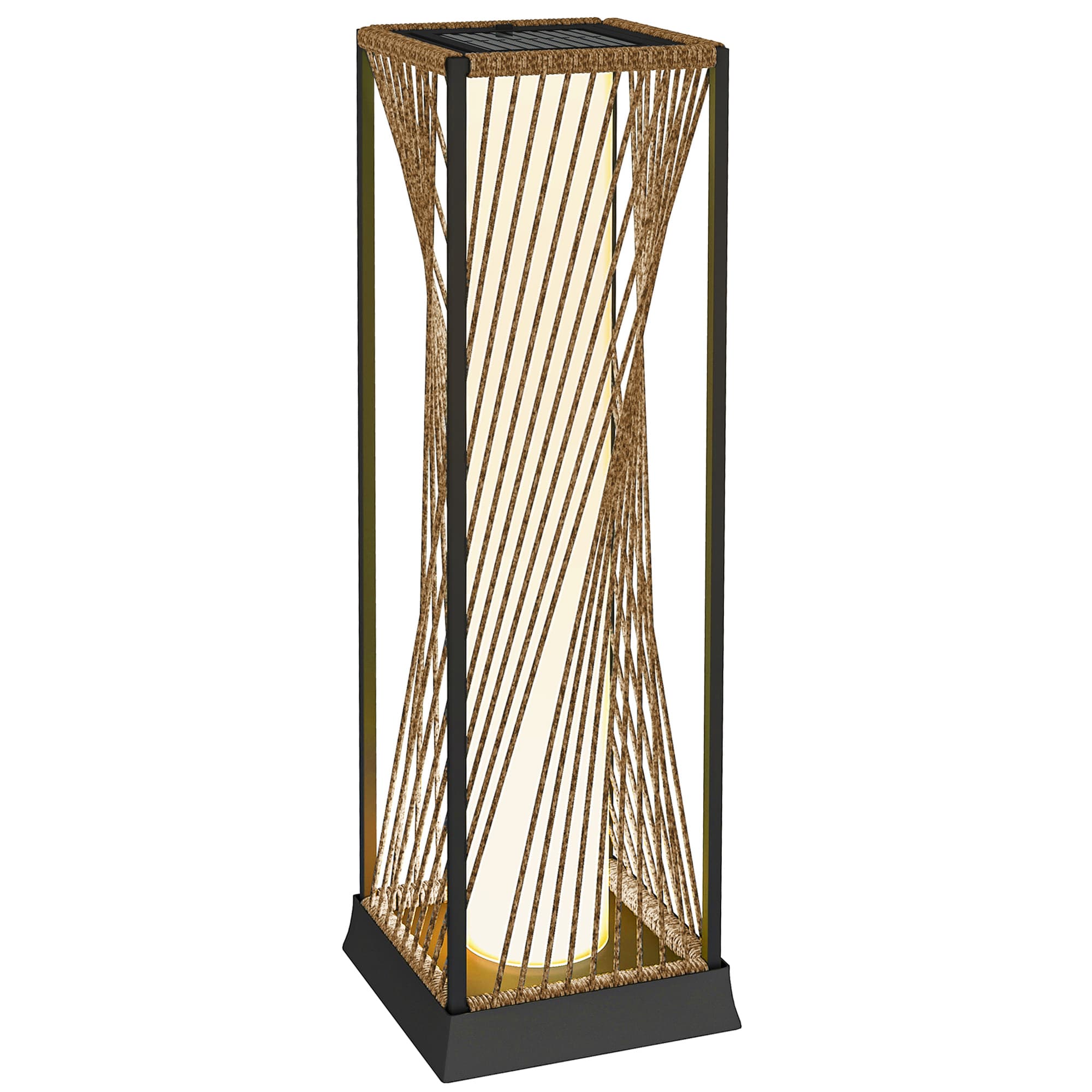 Outsunny Rattan Solar Garden Lights, Auto On/Off LED Floor Lamp, Sand Brown