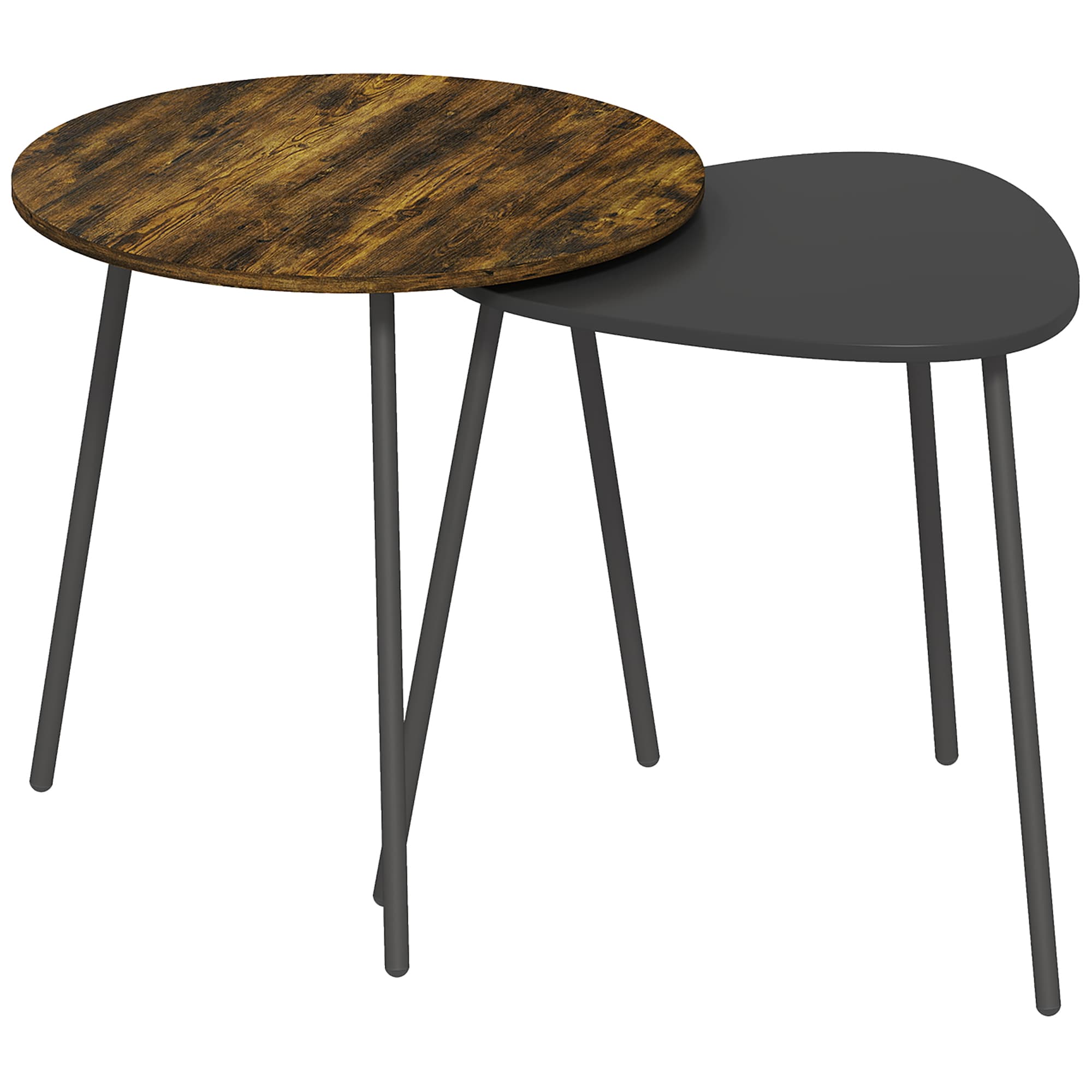HOMCOM Nesting Side Table Set of 2 - Rustic Brown