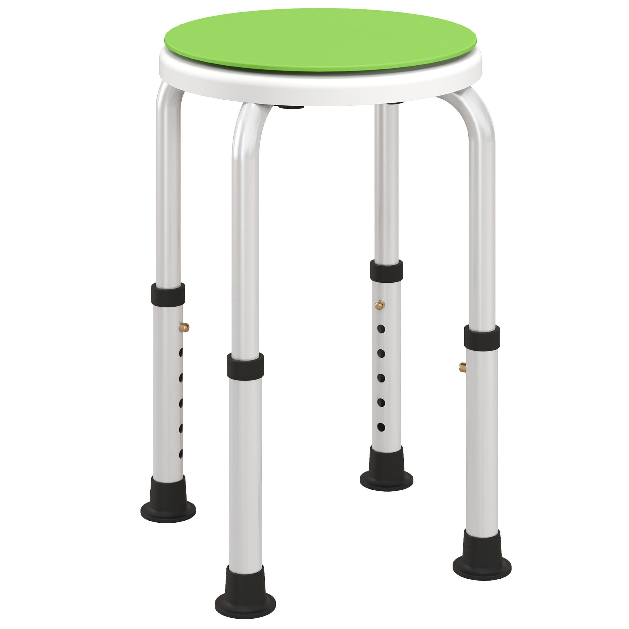 HOMCOM 360° Swivel Bath Stool with Non-Slip Feet, Height Adjustable Aluminium Shower Chair, Green | Aosom UK