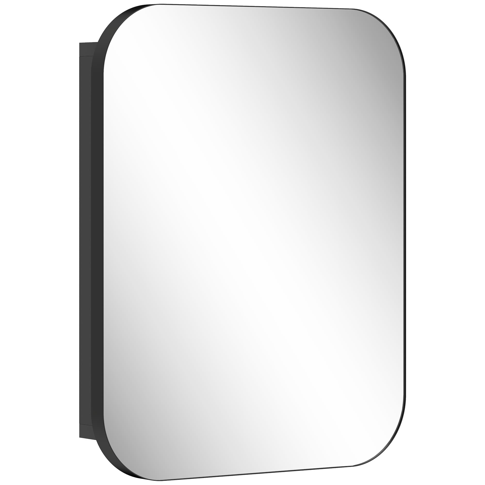 HOMCOM Bathroom Medicine Cabinet with Mirror, Bathroom Wall Cabinet with Adjustable Shelves, Soft Close Hinges, Black