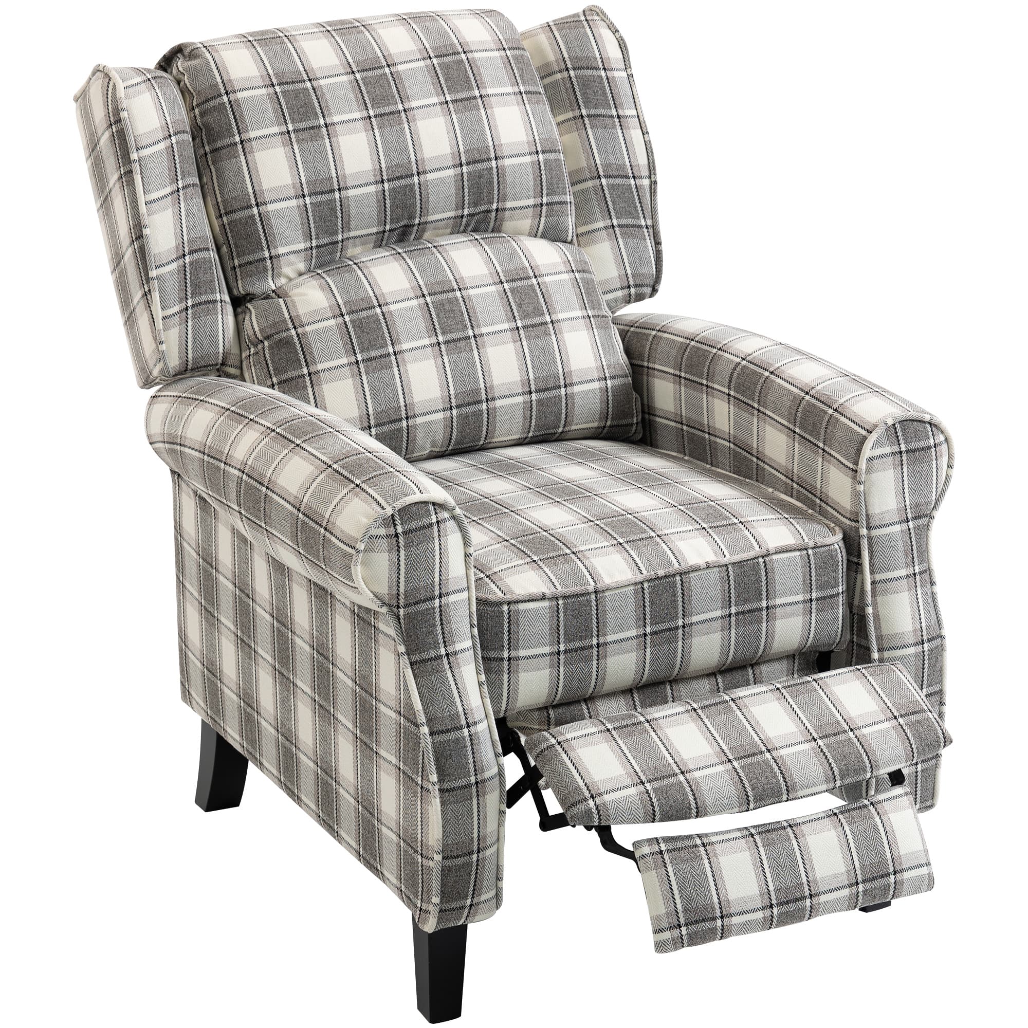 HOMCOM 160° Reclining Armchair, with Footrest - Grey and White