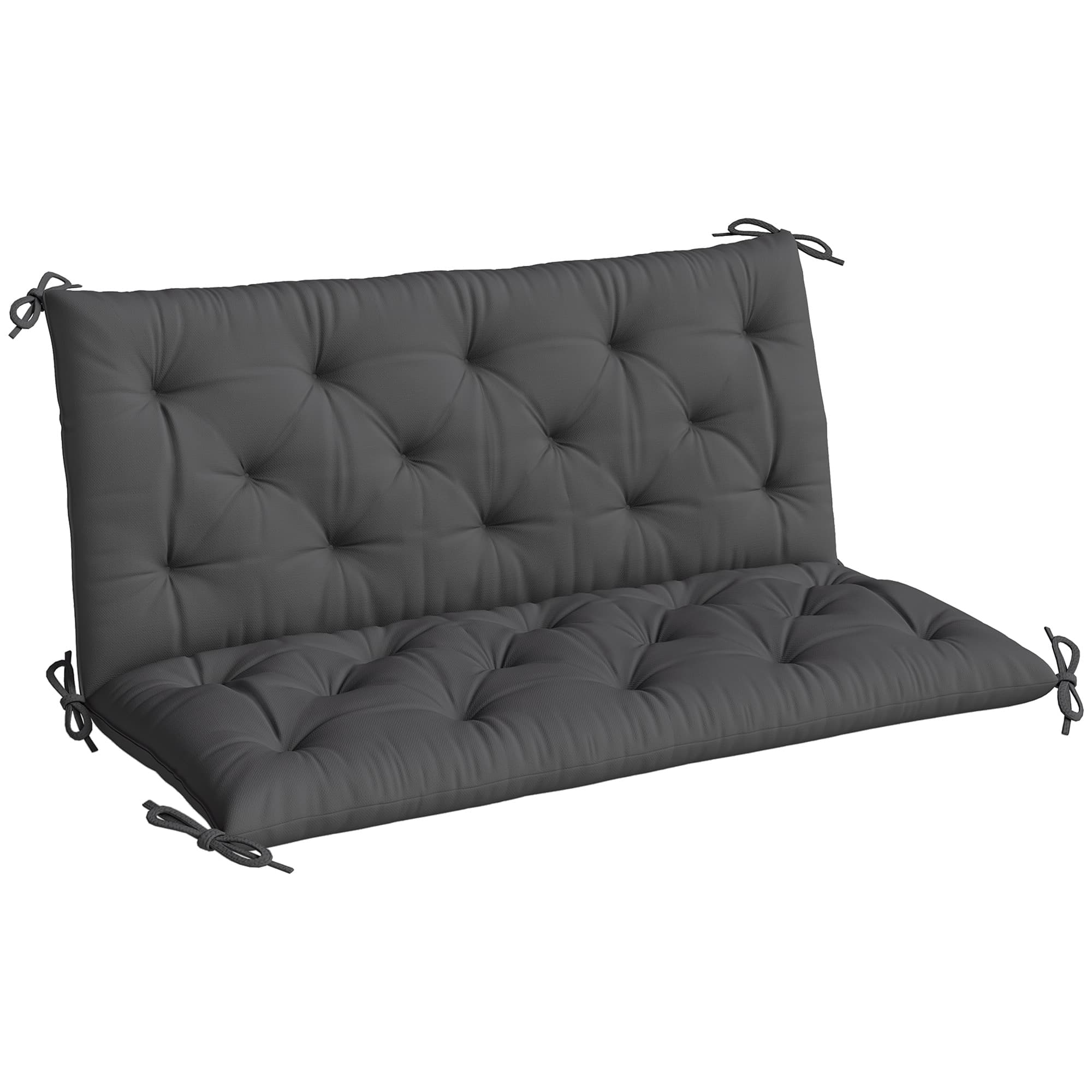 Outsunny Garden Bench Cushion, 2 Seater Swing Chair Cushion, Seat Pad with Ties for Indoor and Outdoor Use, 110 x 120 cm, Black