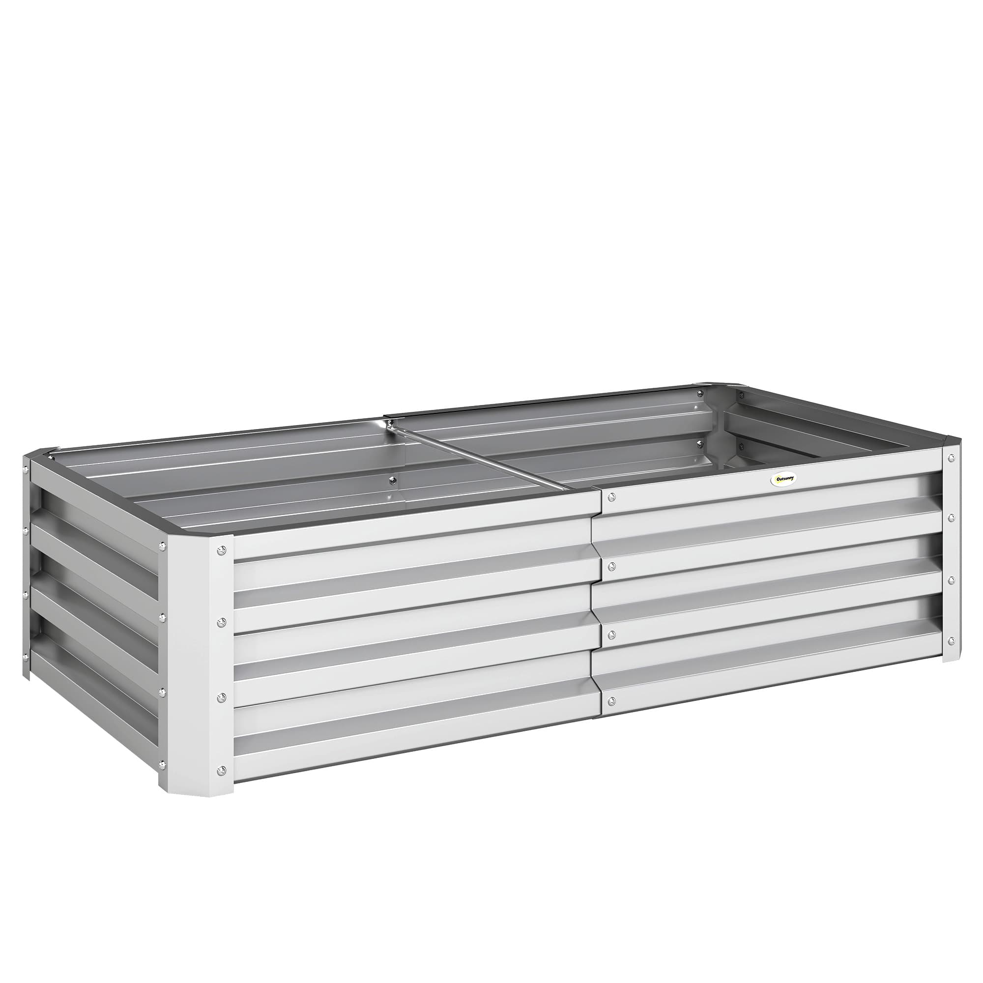 Outsunny Raised Beds for Garden, Galvanized Outdoor Planters, for Herbs and Vegetables, Use for Patio, Backyard, Balcony, Silver