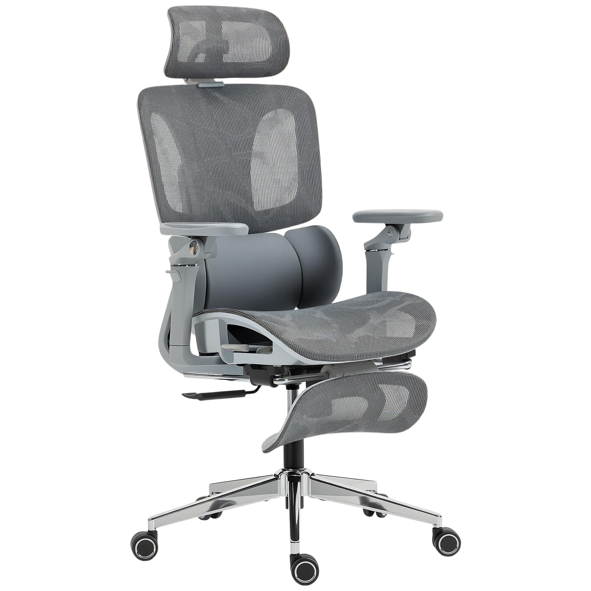HOMCOM Ergonomic Office Chair, High Back Mesh Desk Chair, Grey thumbnail 2