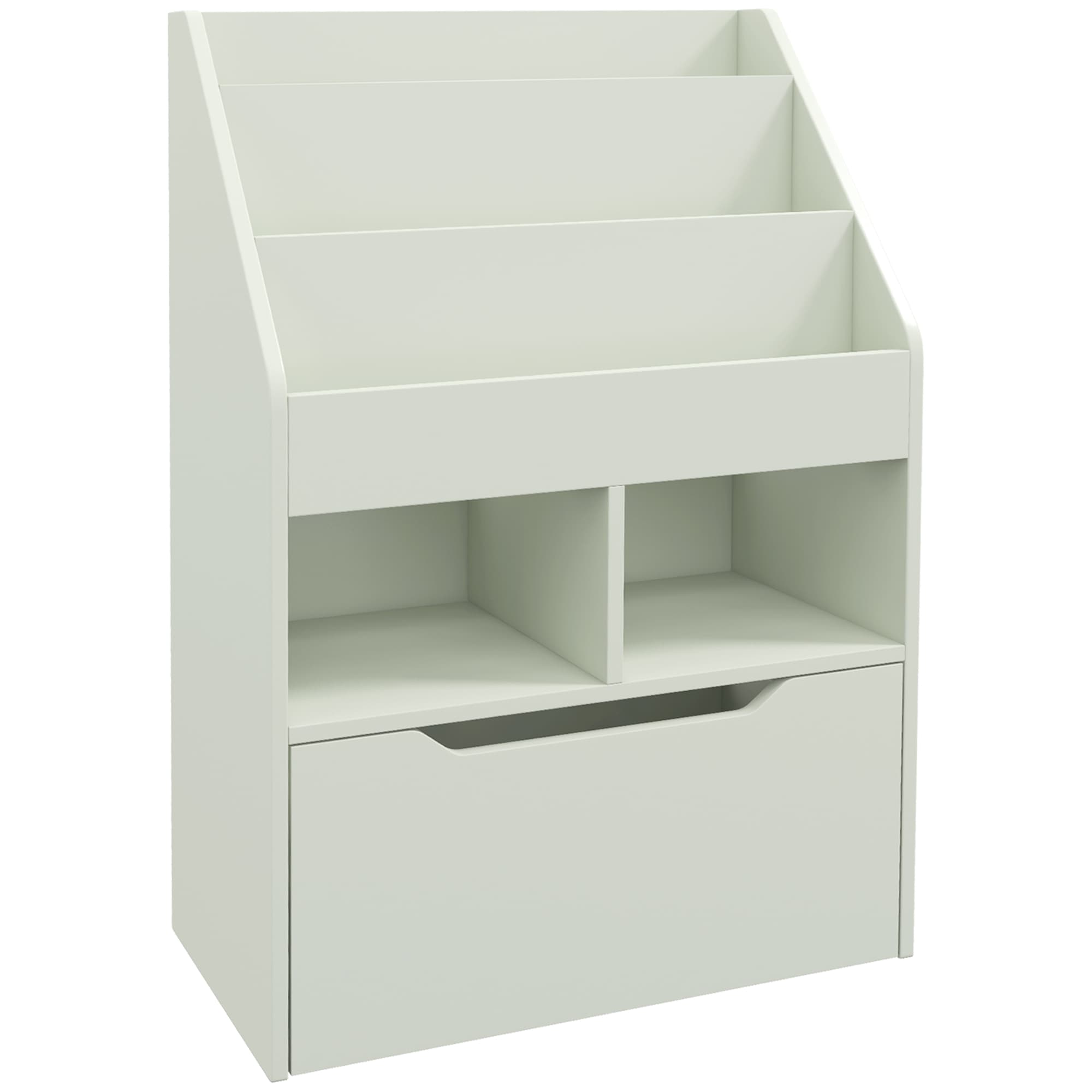 HOMCOM Kids Bookshelf, Toy Organiser, with Storage Drawer, Wheels - Green