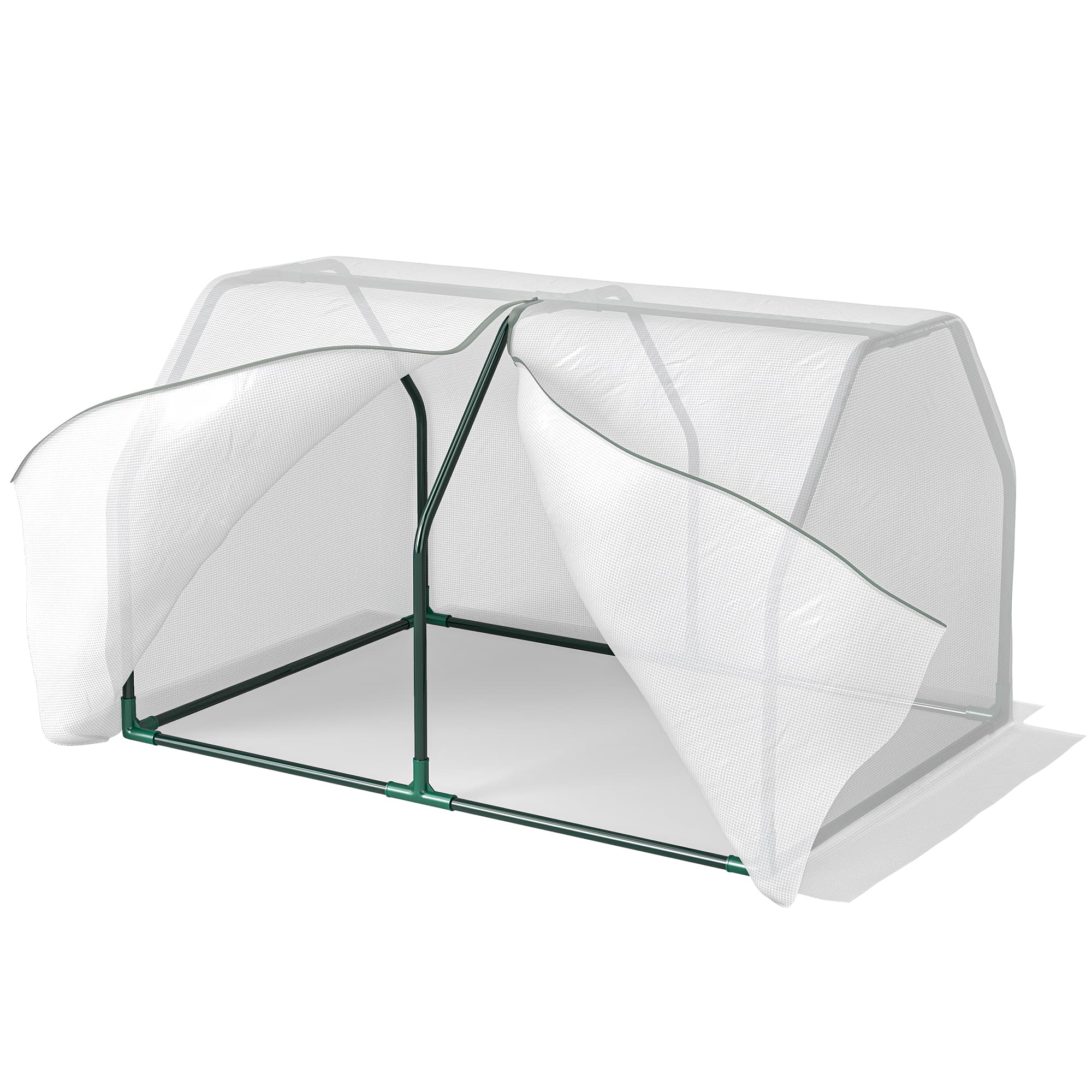 Outsunny Portable Greenhouse Oasis: Mini Metal Frame with PVC Cover, Zippered Access, 99x71x60cm, White | Aosom UK