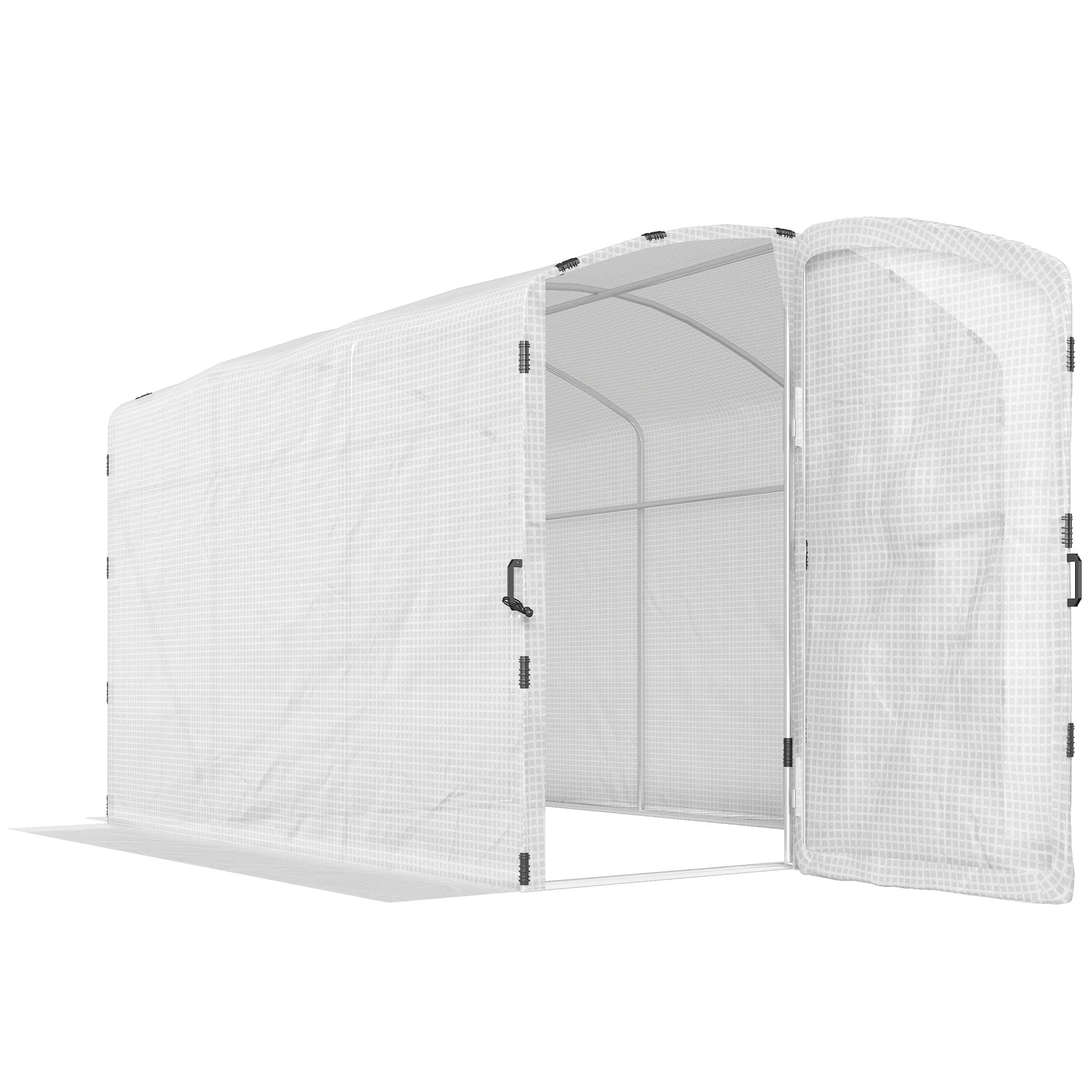 Outsunny Polytunnel Greenhouse Walk-in Grow House with UV-resistant PE Cover, Door and Galvanised Steel Frame, 2 x 3 x 2m, White