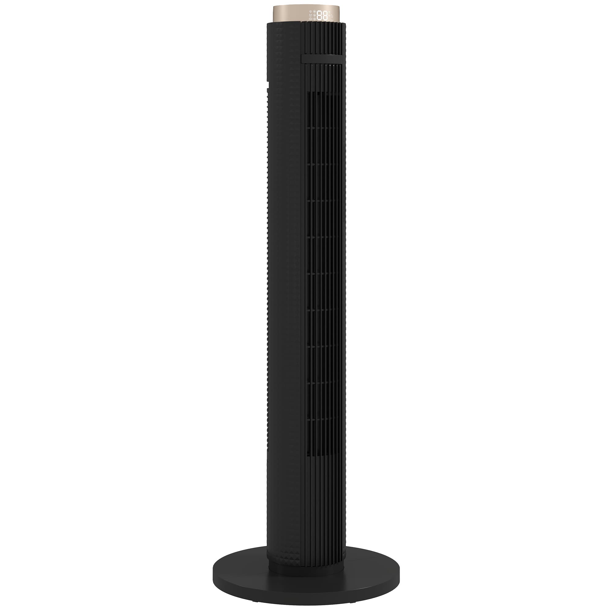 HOMCOM Tower Fan with WiFi App Control, Standing Floor Fan with 3 Speed 4 Modes, 12 Hour Timer and Night Light Black