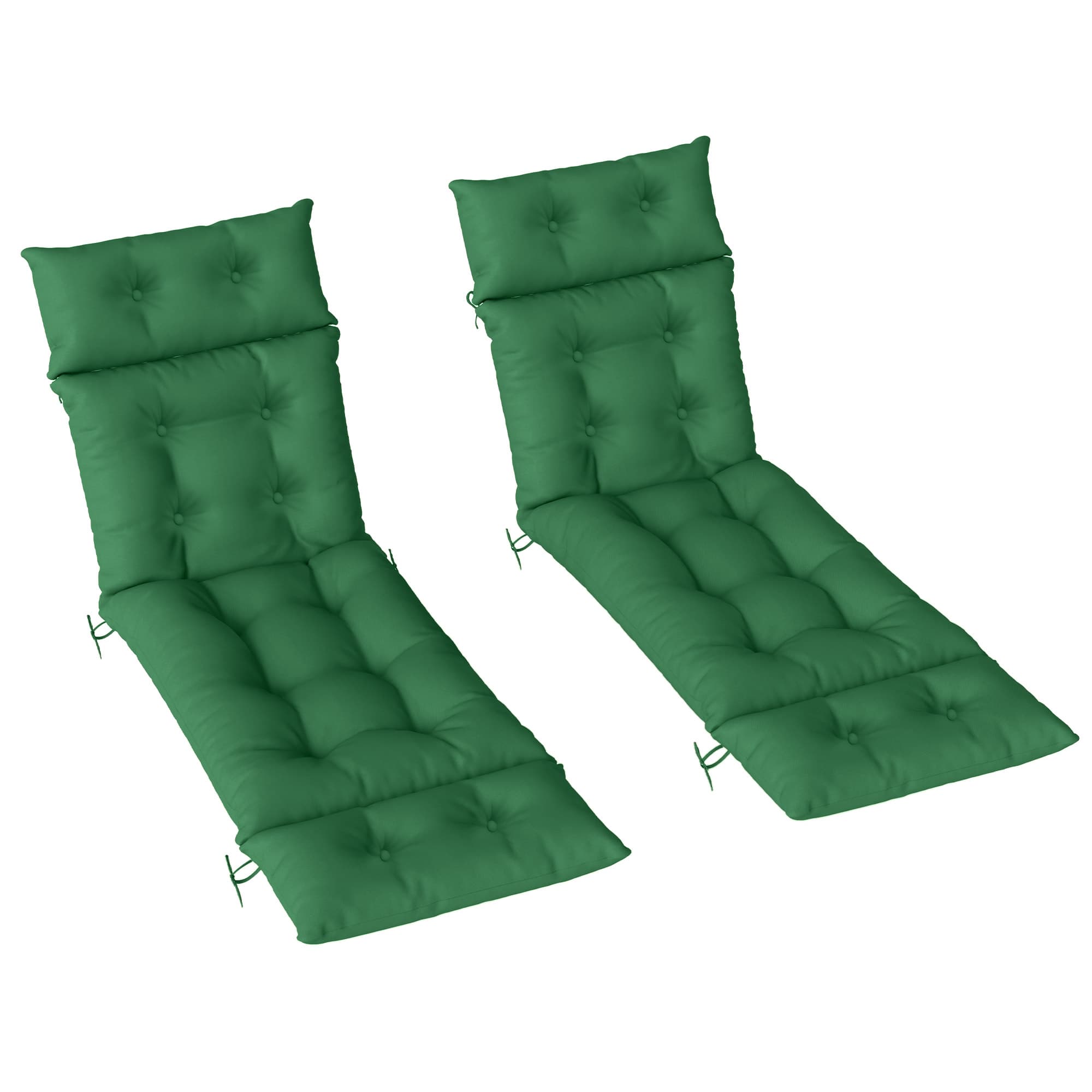 Outsunny Set of Two 190 x 56cm Sun Lounger Cushions - Green