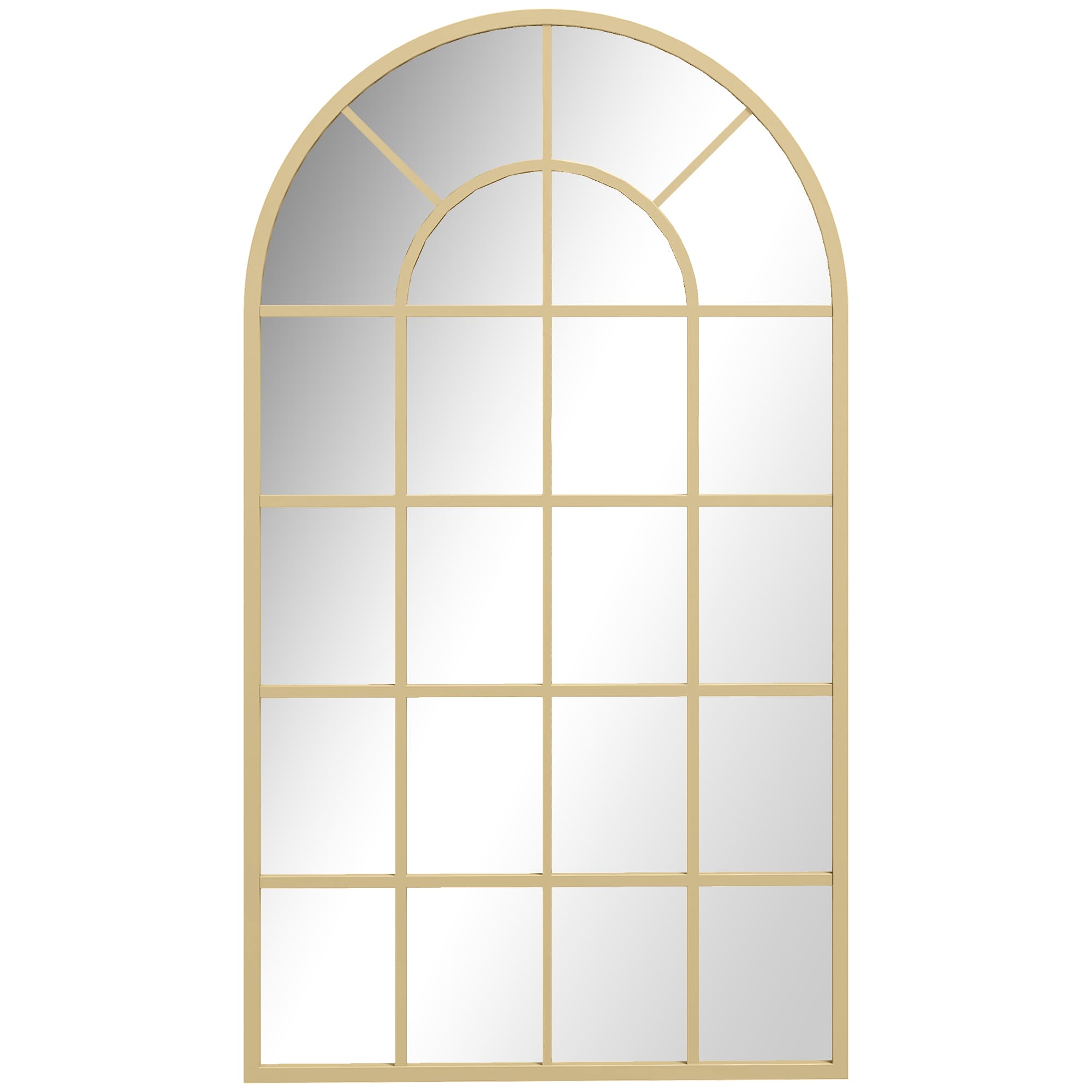 HOMCOM 110 x 65 cm Arched Decorative Wall Mirror for Bedroom Living Room, Modern Window Bathroom Mirror for Home Decor