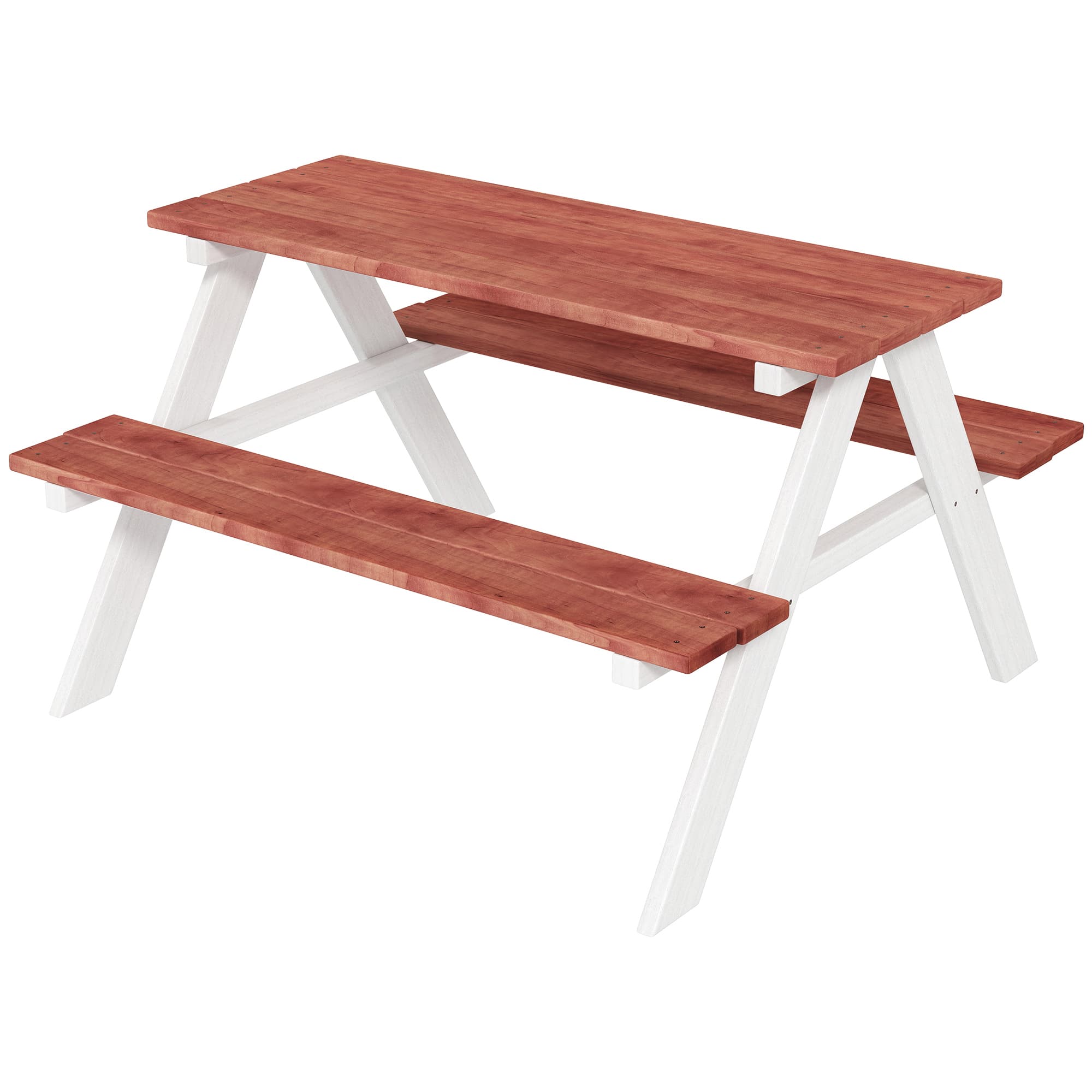 Outsunny Kids Picnic Table, Wooden Table and Bench Set, Kids Garden Furniture for Patio Aged 3-8 Years Old, Brown