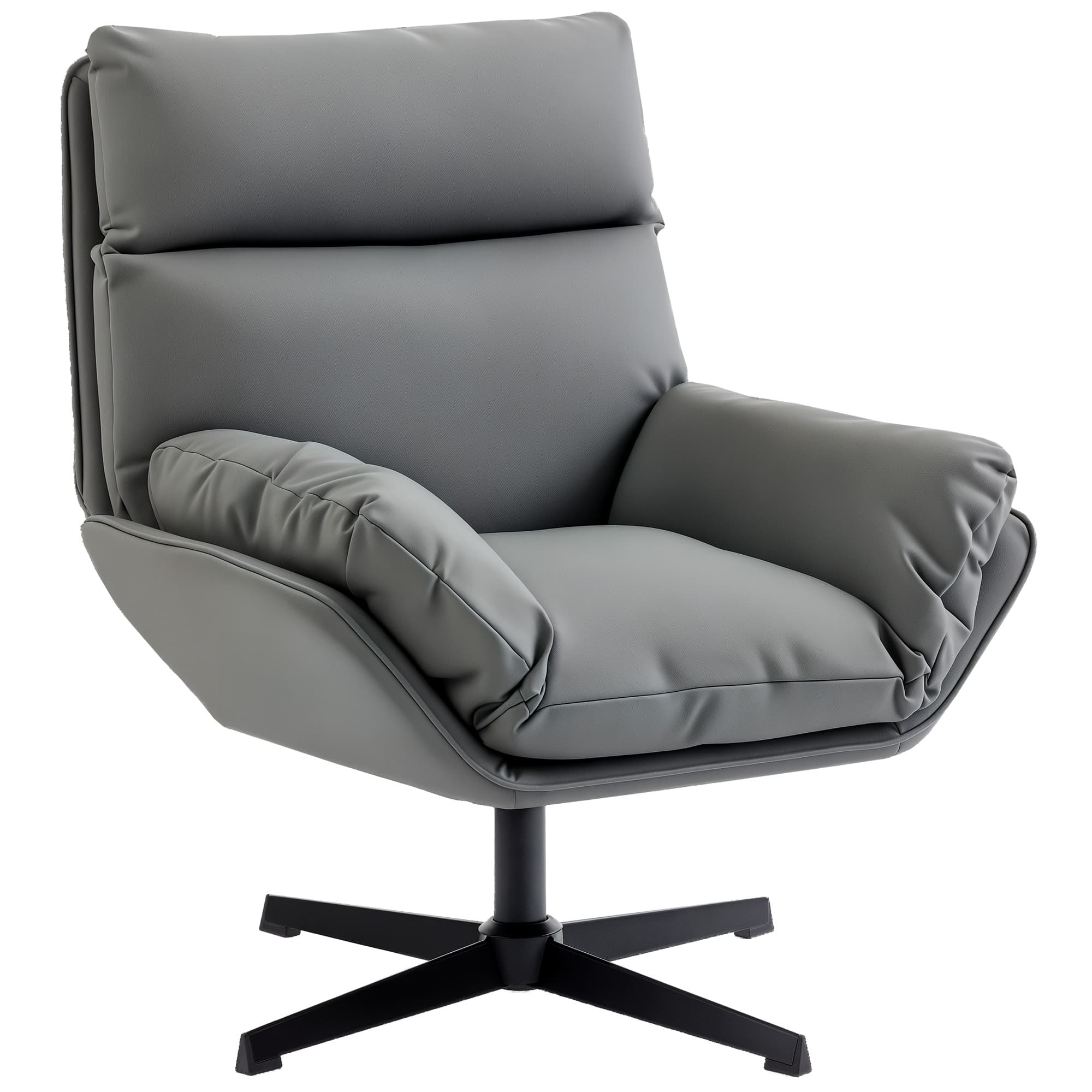 HOMCOM Accent Chair with 360° Swivel Armchair for Living Room with Padded Cushion Dark Grey