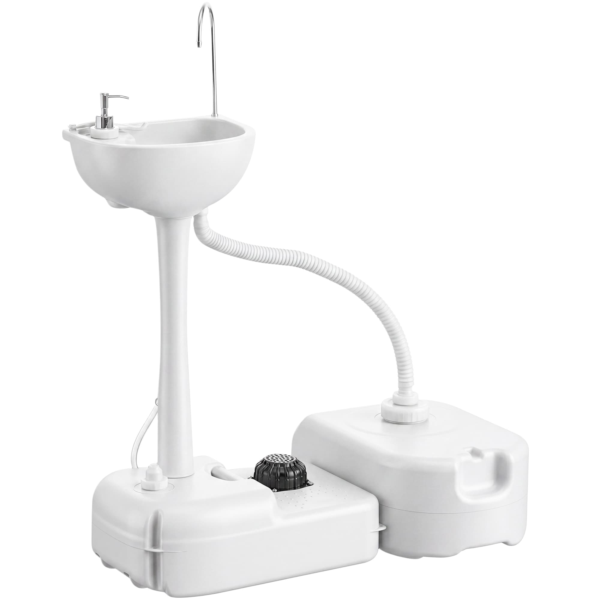 Outsunny Portable Hand Wash Station with 17L Fresh Water Tank, 24L Waste Tank, Sanitizer Dispenser, HDPE, Grey | Aosom UK