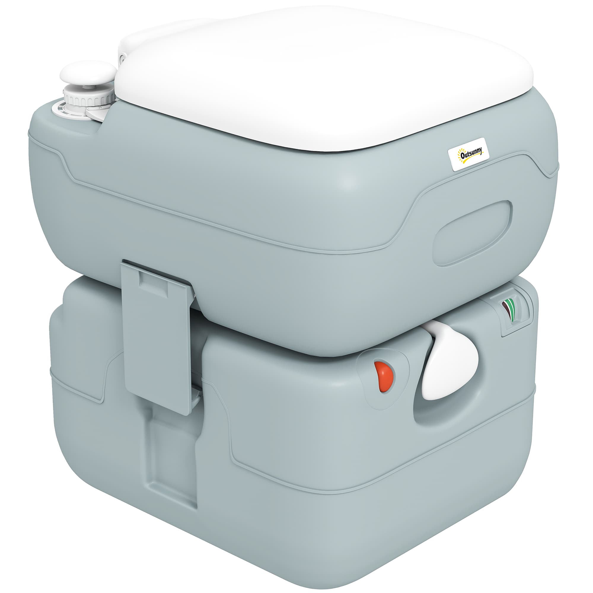 Outsunny Portable Toilet for Adults, 22L Camping Toilet with Seat, Lid and Anti-Leak Handle Pump, Outdoor Travel Toilet with Detachable Tanks for Camping, Boating, Hiking, Travel, RV, Grey