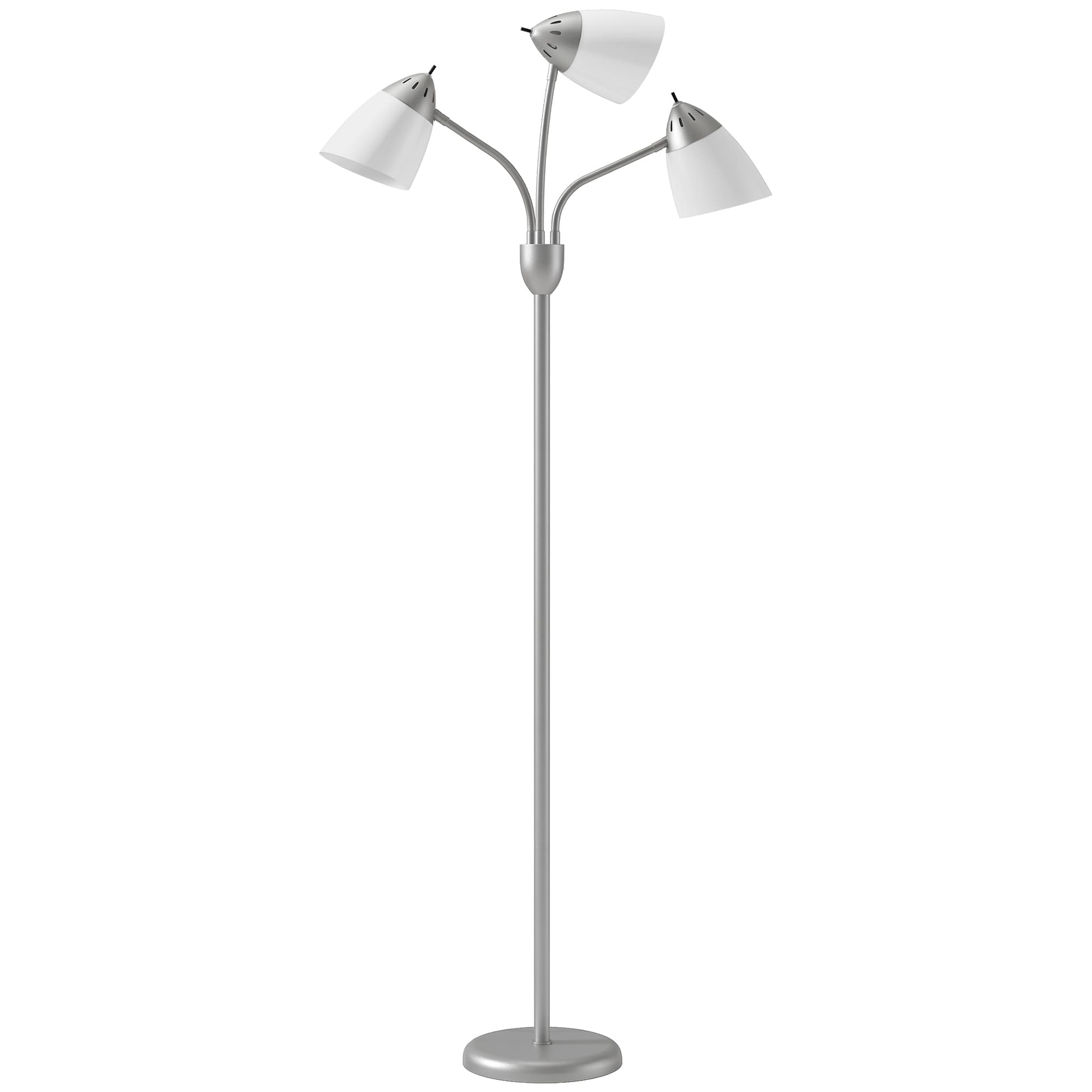 HOMCOM Arc Tree Floor Lamp with 3 Adjustable Rotating Lights and 3000K/4500K/6500K Colour Temperatures, Silver Tone