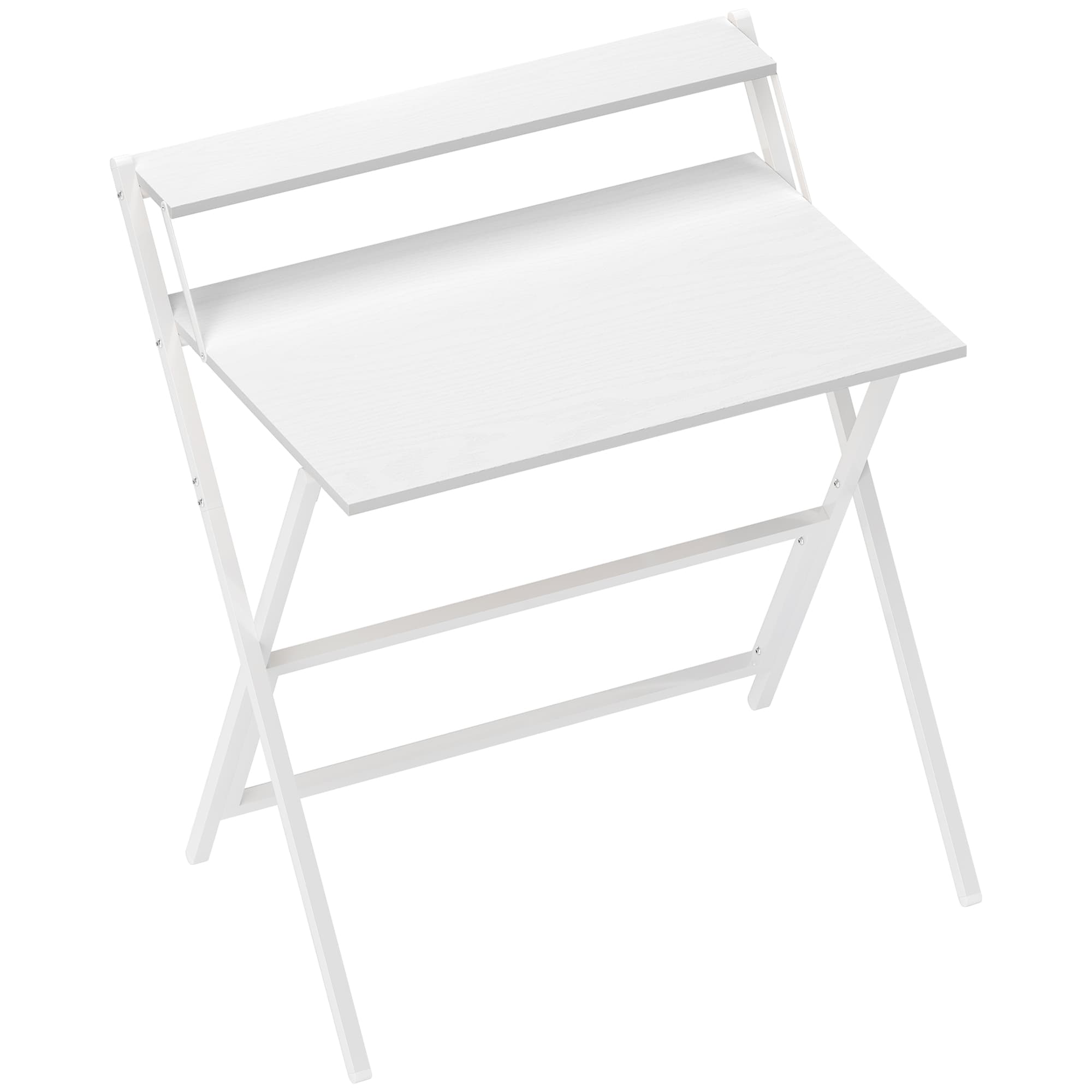 HOMCOM 81.5 cm Folding Computer Desk with Monitor Shelf - White