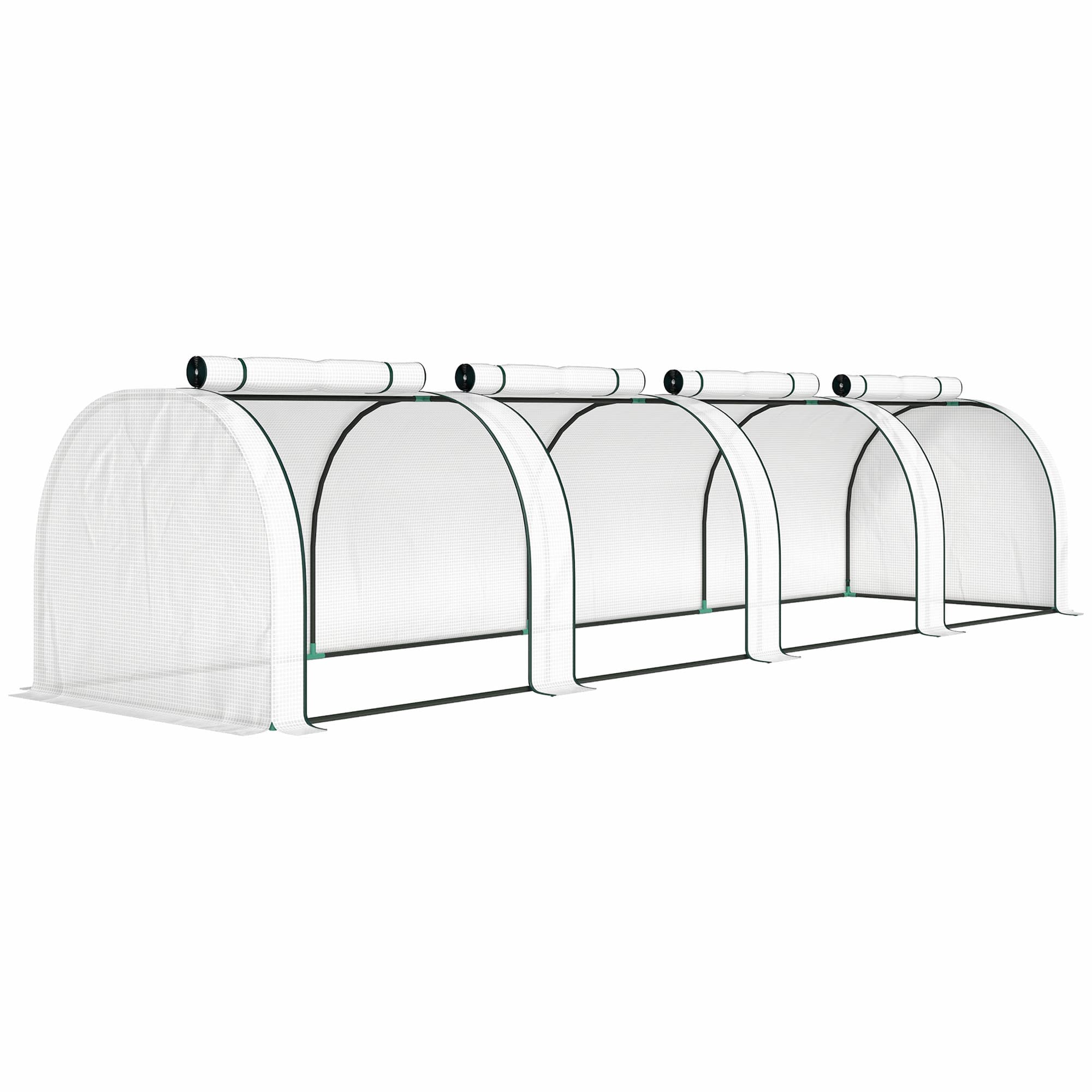 Outsunny 395  x 100 cm Low Tunnel Greenhouse - White