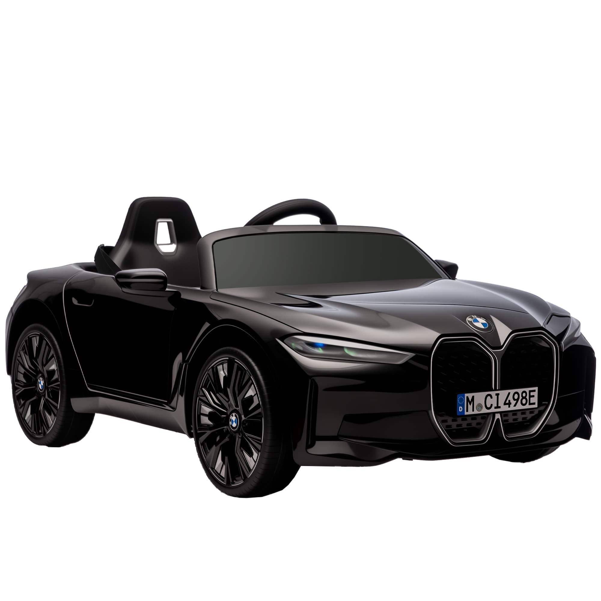 Kids Electric Ride on Car HOMCOM BMW i4 Licensed 12V Powered Electric Car w/ Remote Control, Portable Battery, Music, Horn, Headlights | Aosom UK