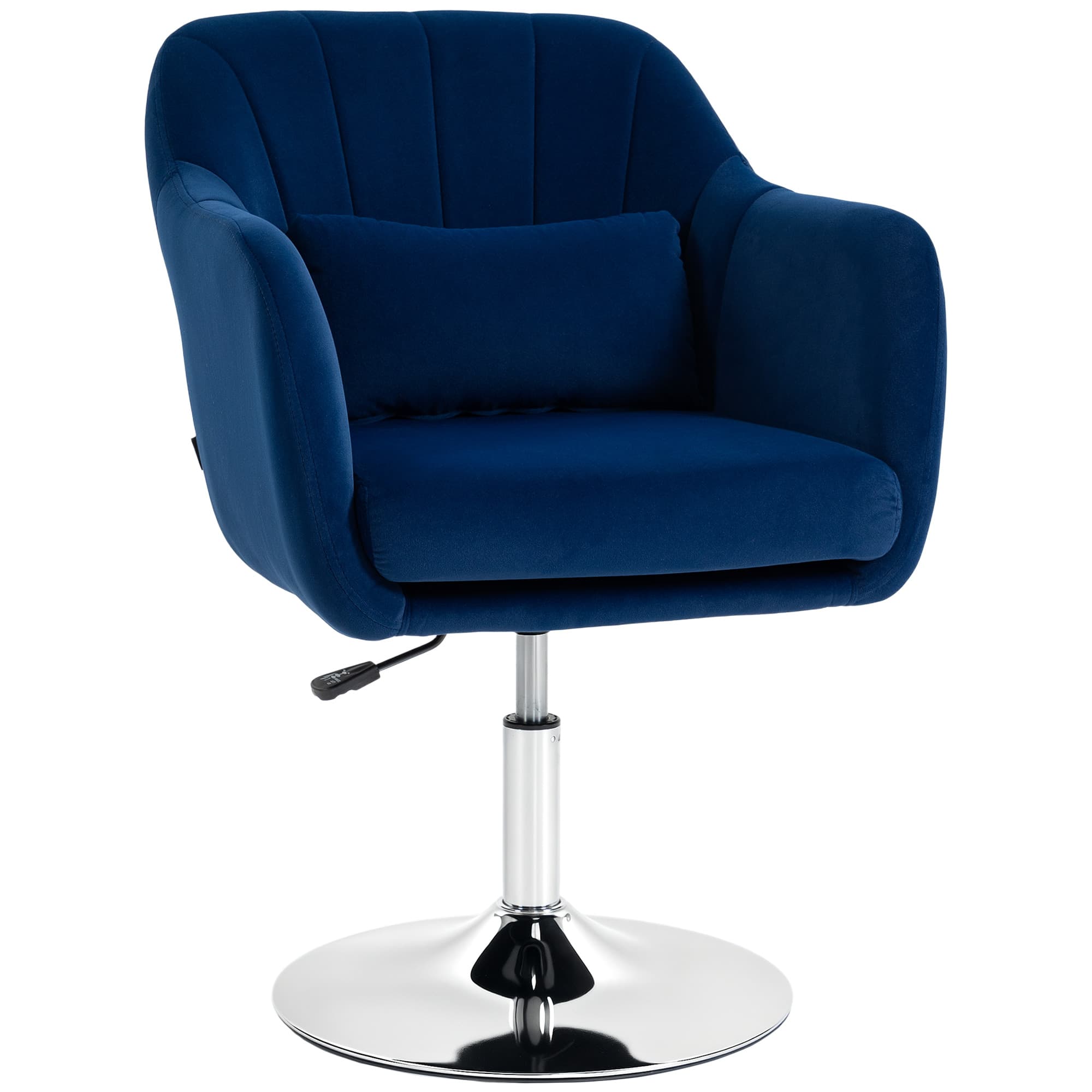 HOMCOM Retro Velvet Swivel Tub Chair with Steel Frame, Cushion Seat, Dark Blue