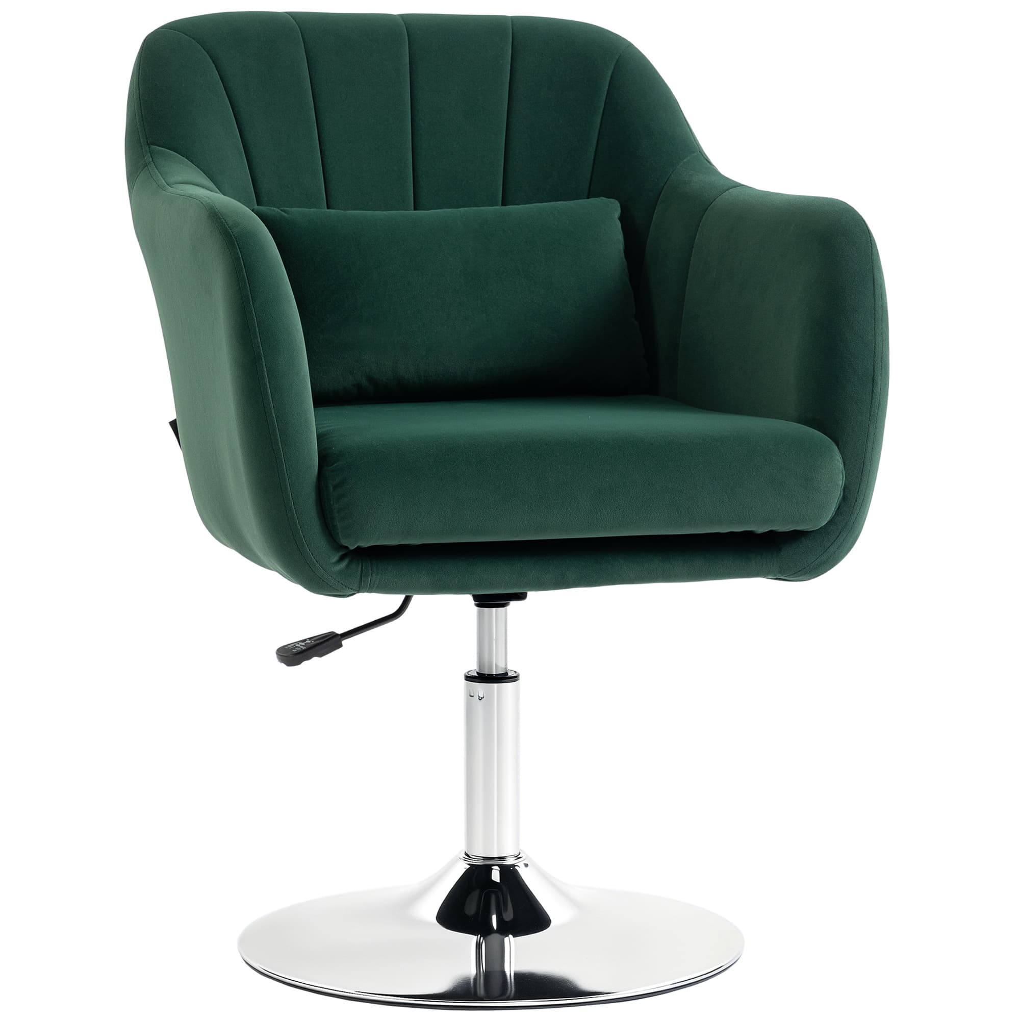 HOMCOM Retro Velvet Swivel Tub Chair with Steel Frame, Cushion Seat, Dark Green