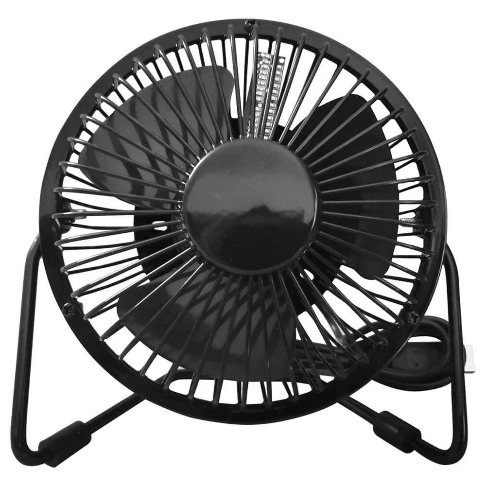 Portable LED Luminous 6 Inch Clock Fan Smart Display Memory Function Three Modes USB Charging - Black