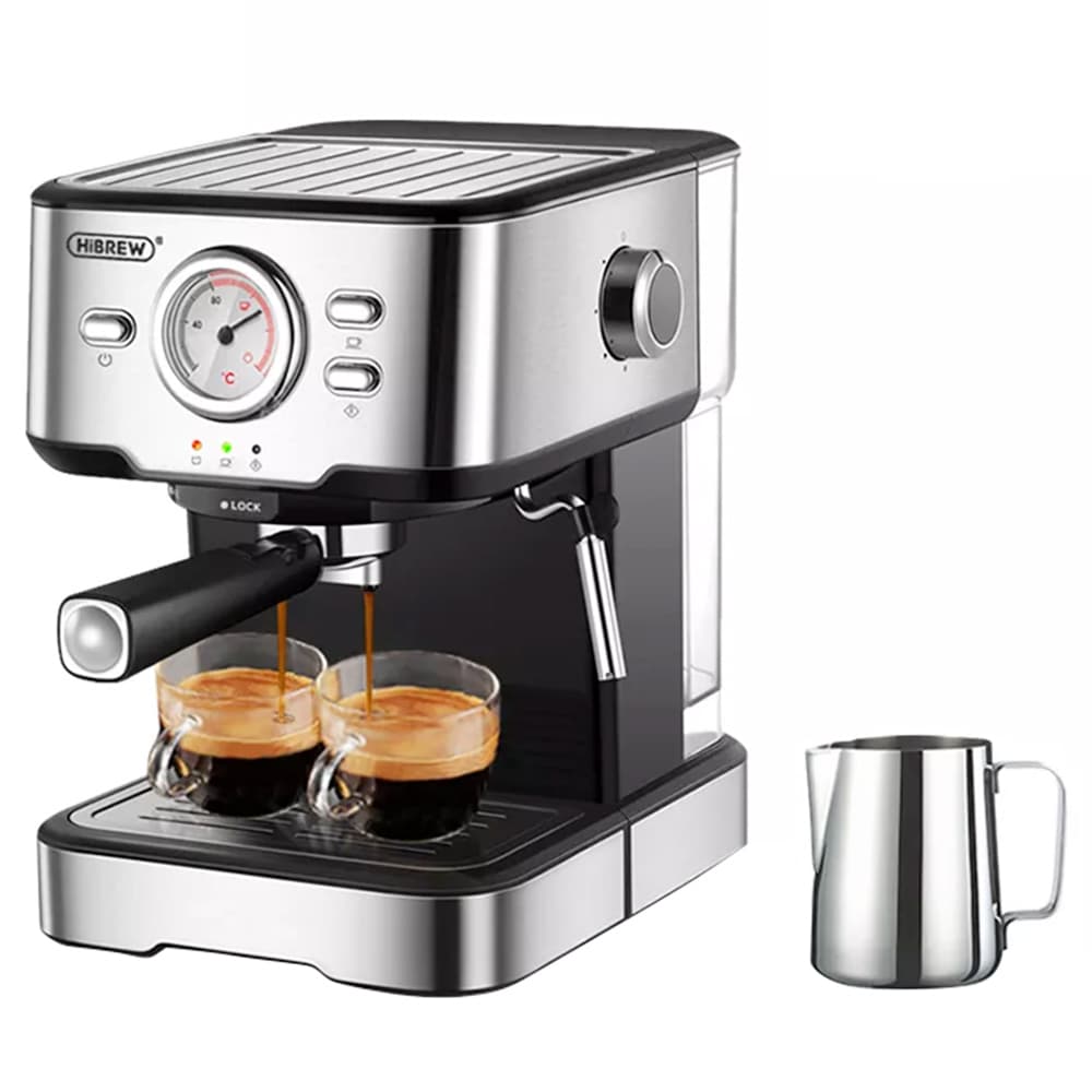 Ekspres do kawy HiBREW H5 1050 W, półautomatyczny ekspres do cappuccino i espresso o mocy 20 barów, pojemność 1,5 l, wyświetlacz temperatury