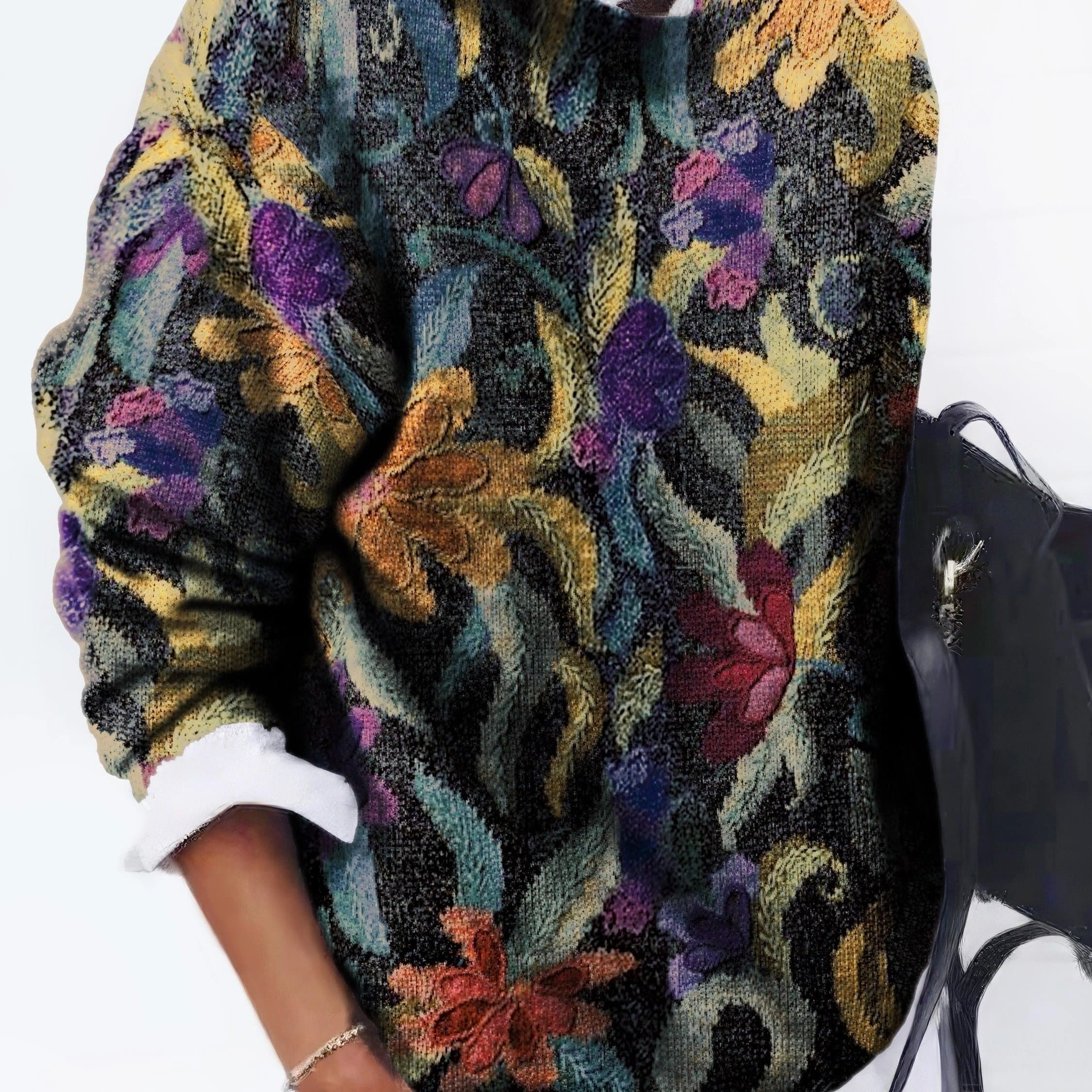 TEMU All- Pattern Round Neck Long Sleeve Fashionable Casual Women's Thick Sweater