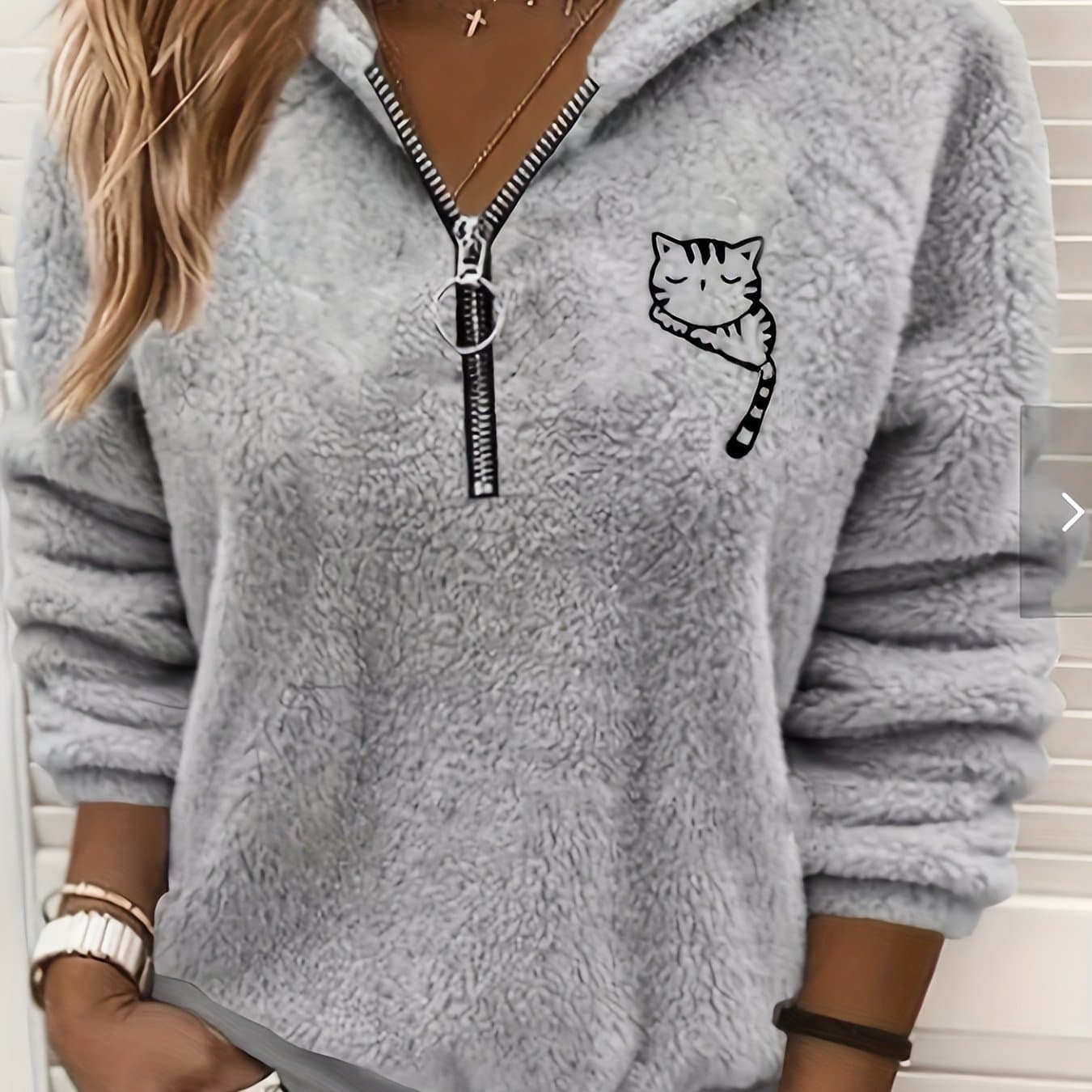 TEMU Cat Warm Fluffy/ Fabric Casual Loose Sweatshirt
