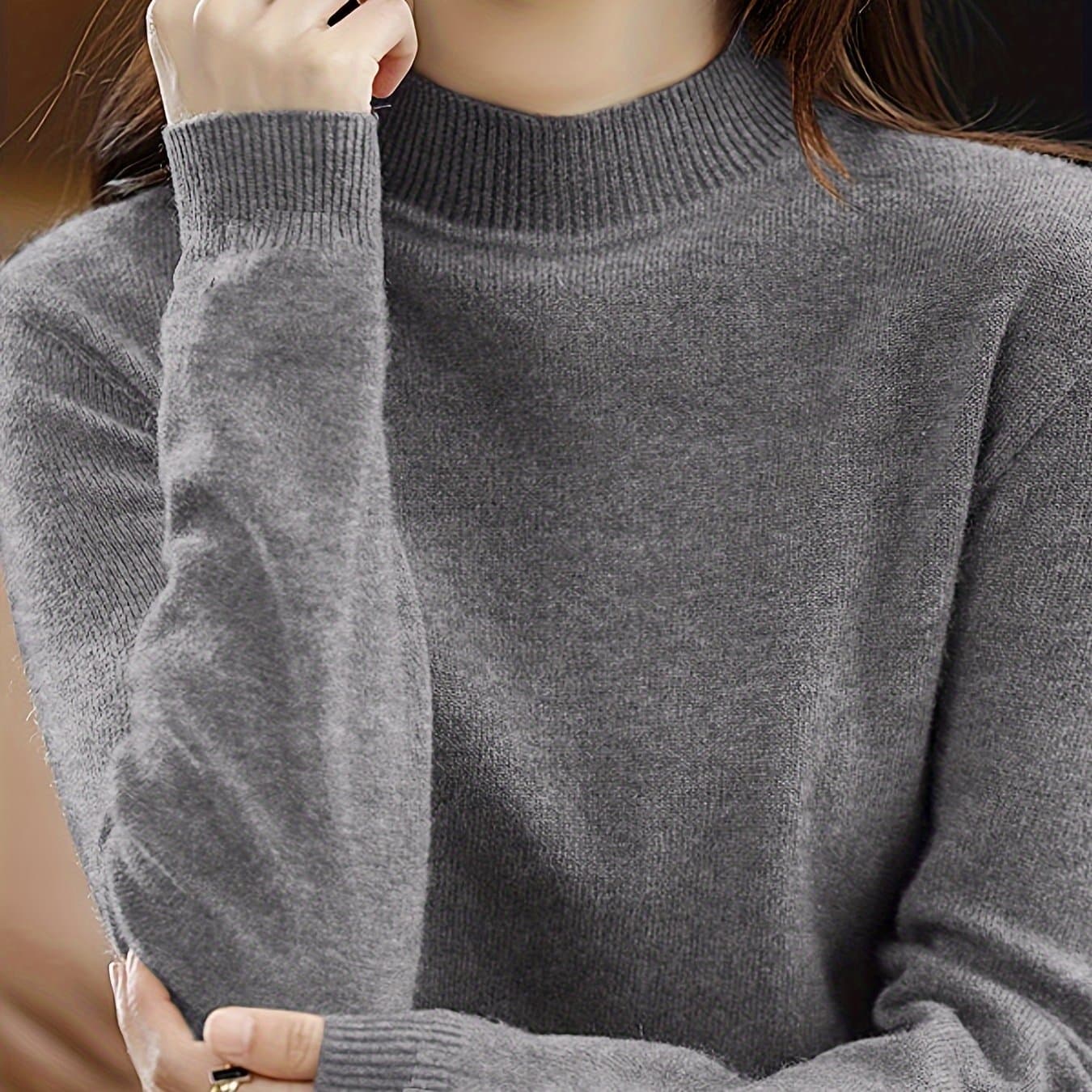 TEMU New Women's Half-turtleneck Base Layer Pullover, Versatile Autumn/winter Slim- Sweater, Thin Inner Layer