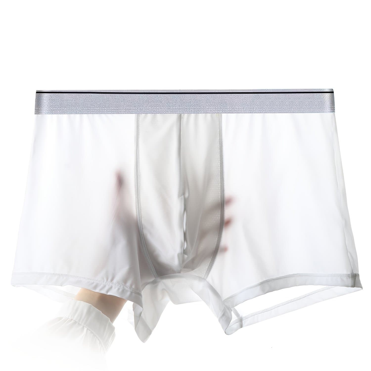 TEMU 1139# Ultra-thin Plus-size Men's Ice Silky Fiber Fabric Underwear, White, Plus Size