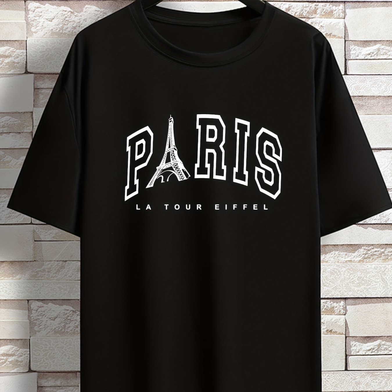 TEMU 2023 Spring/summer Short Sleeve T-shirt Fashion Brand Printed Men's Youth Spring/summer Round Neck Enlarged Widened Casual Versatile Top, Plus Size