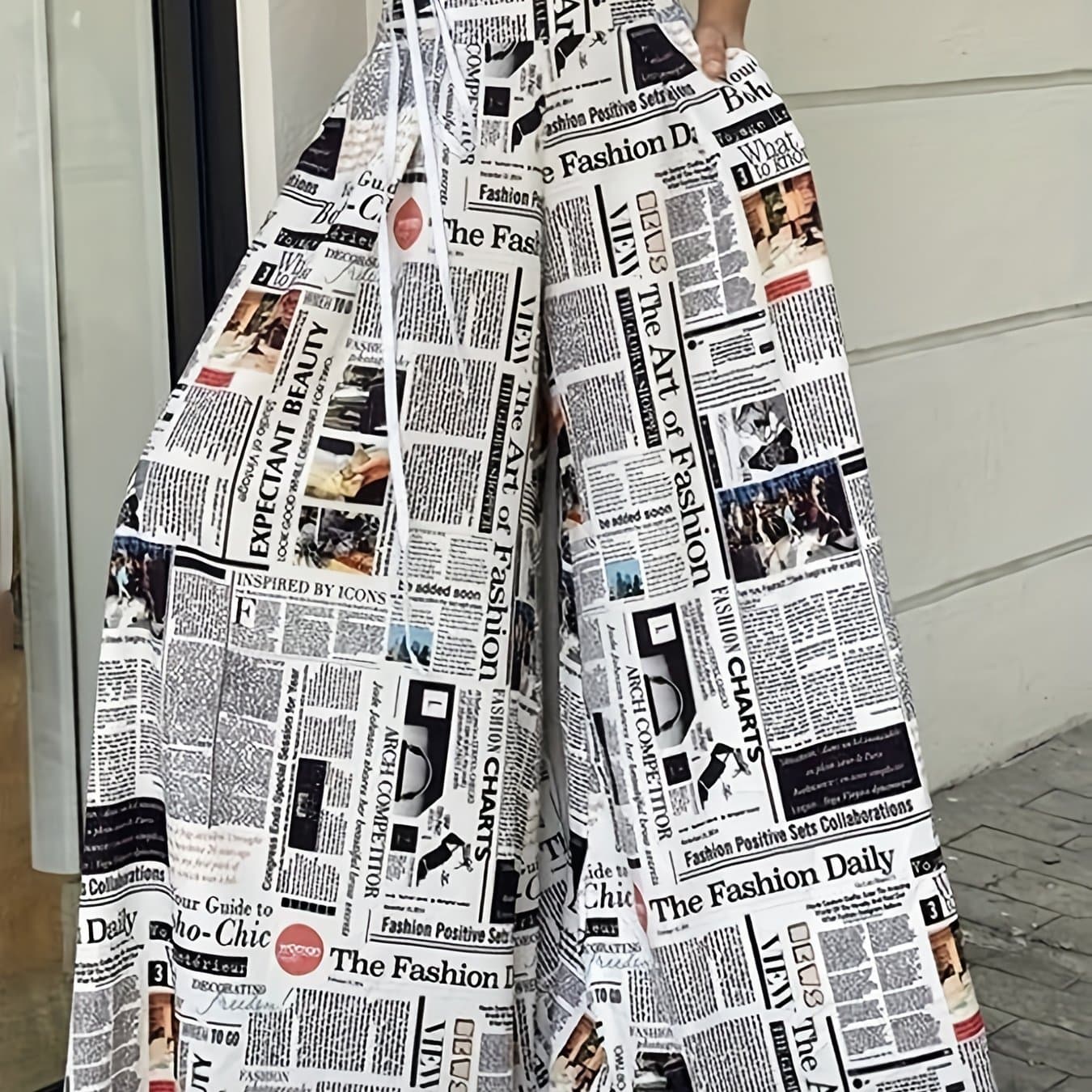TEMU Plus Size - Plus Size - Regular Style Urban Fashion Long Pants With Letter Designs