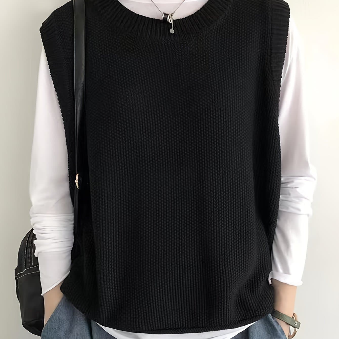 TEMU Women's Vests For Autumn And Winter, Sleeveless Tops, Loose-fitting Solid Color Vests, In Multiple Colors