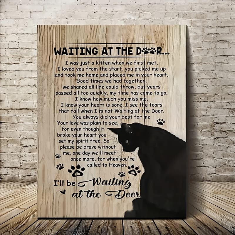 TEMU Cat Canvas Wall Art - Wooden , Living Room, Bedroom, Office Decor - 12x18 Inches, Room Decor-wrapped Canvas