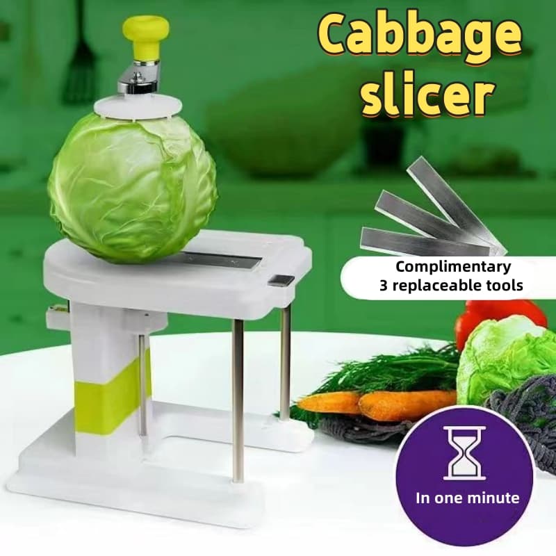 TEMU Multifunctional Stainless Steel Vegetable - Hand Wound Cabbage Cutter, Suitable For Kitchen, Metal And Plastic Structure, Safe For Food Contact, Suitable For Slicing Cabbage Cabbage, Etc
