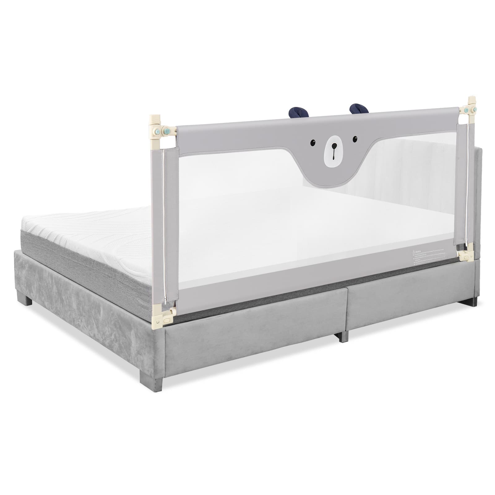 TEMU Costway 69" Bed Rails For Toddlers Vertical Lifting Baby Bedrail Guard With Lock Grey.