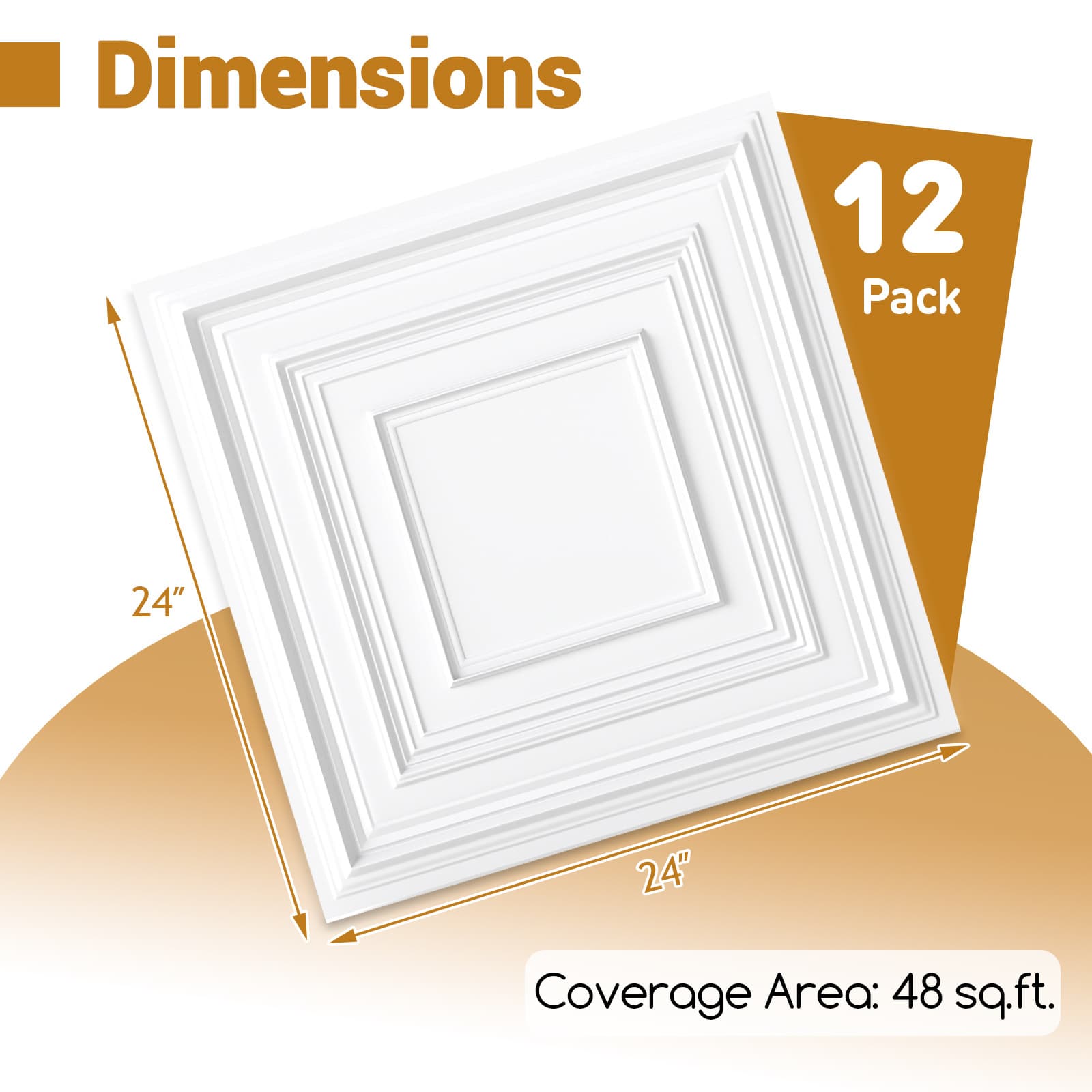 TEMU Costway Drop Ceiling Tiles 2 Ft X 2ft, 24" X 24" Pvc Ceiling Panels With 3d Decorative Patterns, 12-pack Construction Tiles With & Installation Covers Up To 48 ., White