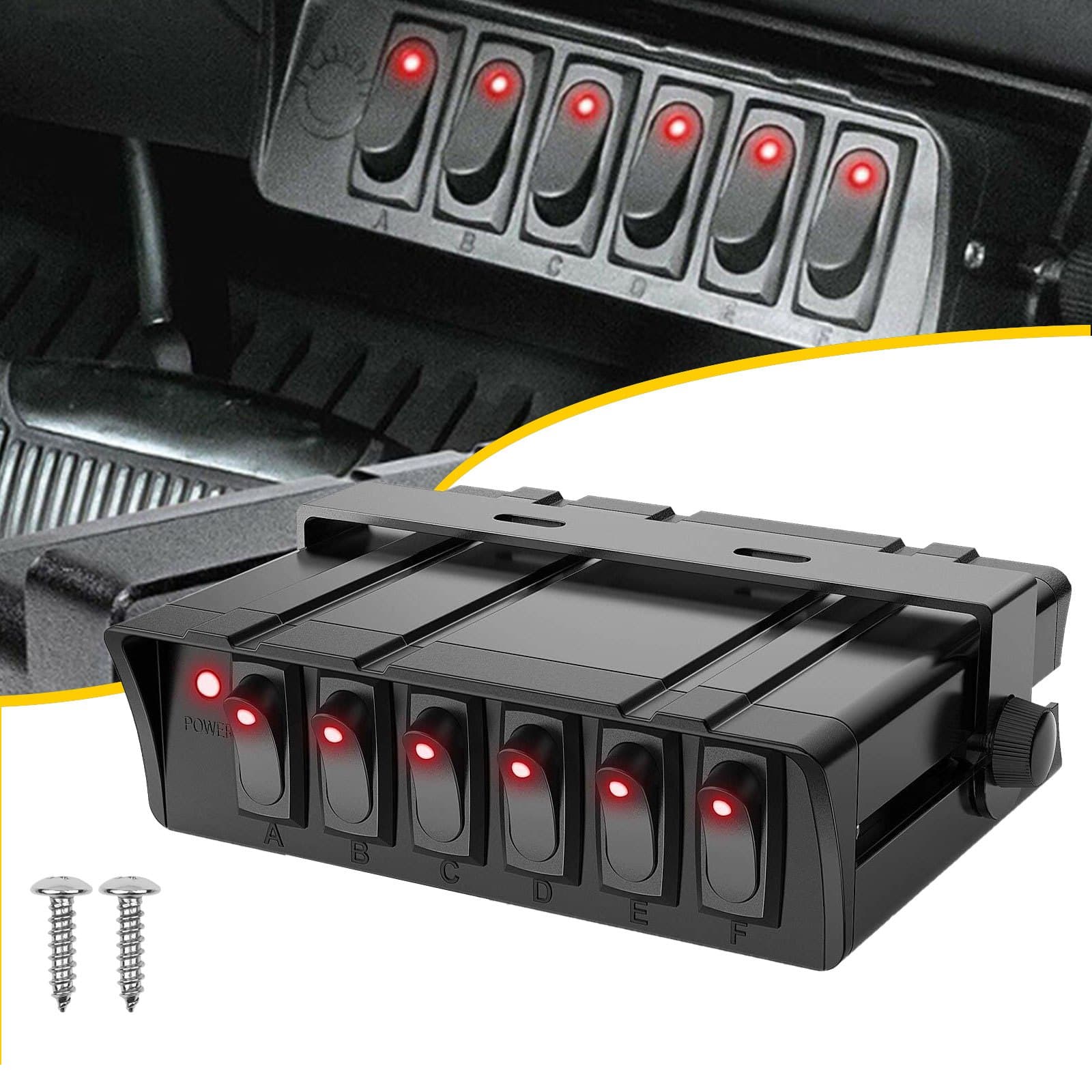 TEMU 6 Gang 12v 40a Rocker Switch Panel Control Box For Auto Car Truck
