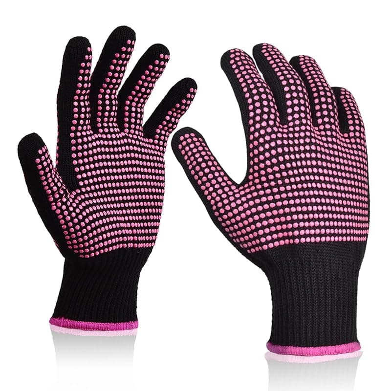 TEMU 2 Pieces Heat-resistant Gloves With Silicone Professional Heat-resistant Gloves Hair Styling Curling Iron Straightener Heat-resistant Gloves Rose Red