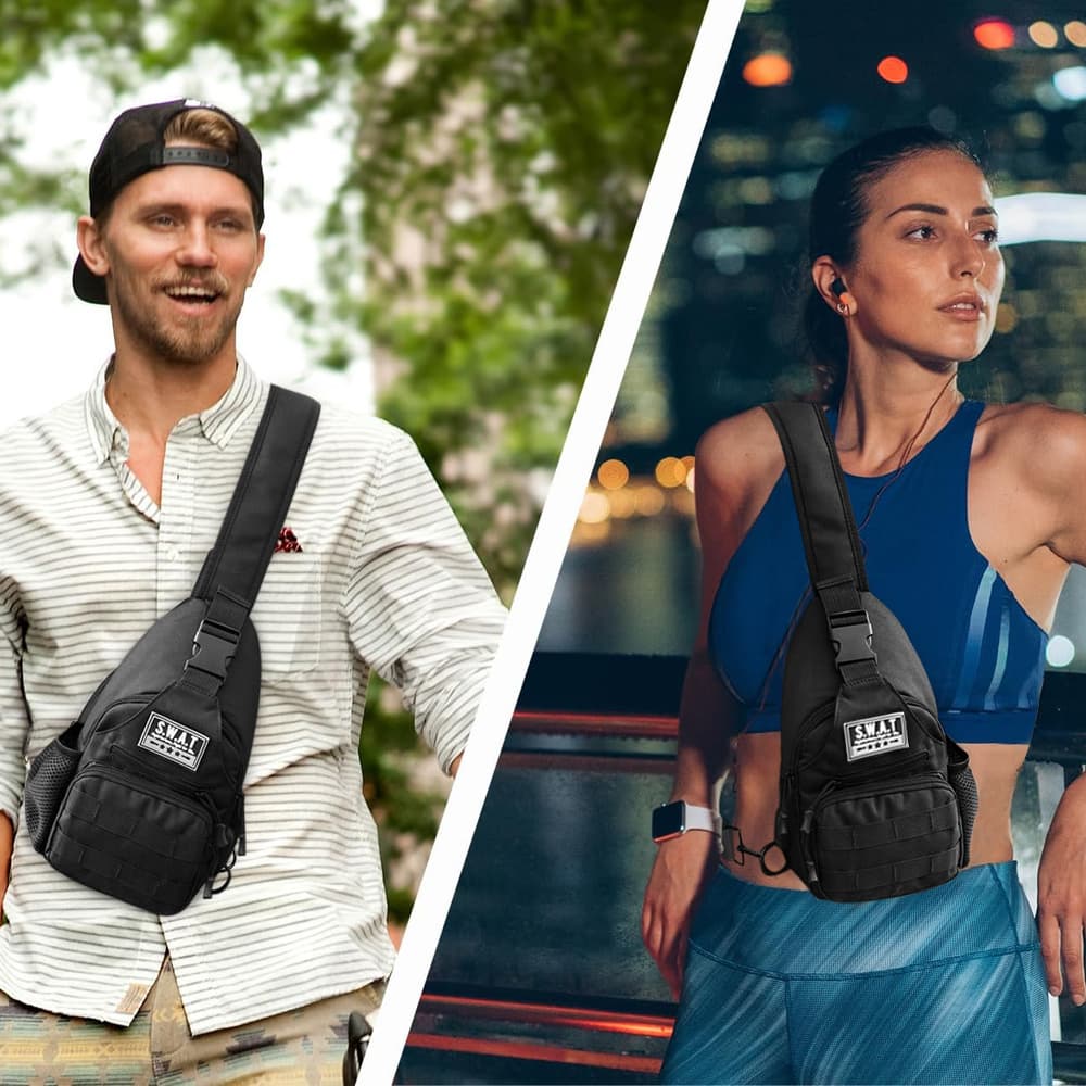 TEMU Men's Chest Bag With Adjustable Strap Men's Crossbody Canvas Shoulder Bag, Men's Backpack For Sport Crossbody Sling Backpack Fanny Pack