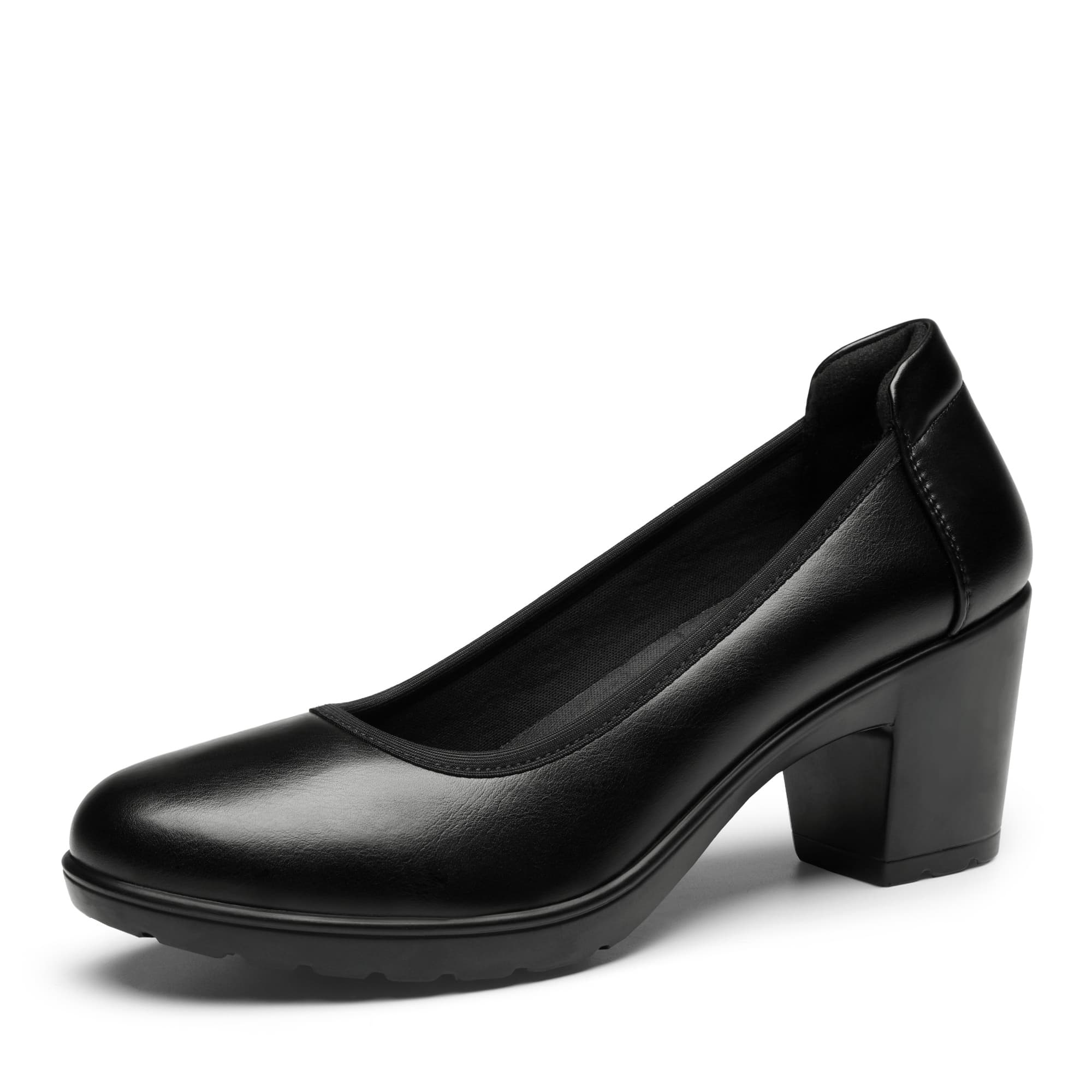 TEMU Women's Chunky Closed Toe Low Block Heels Work Pumps Comfortable Round Toe Dress Wedding Shoes Women's Chunky Heel Pumps - Non-slip Tpr Sole Dress Shoes