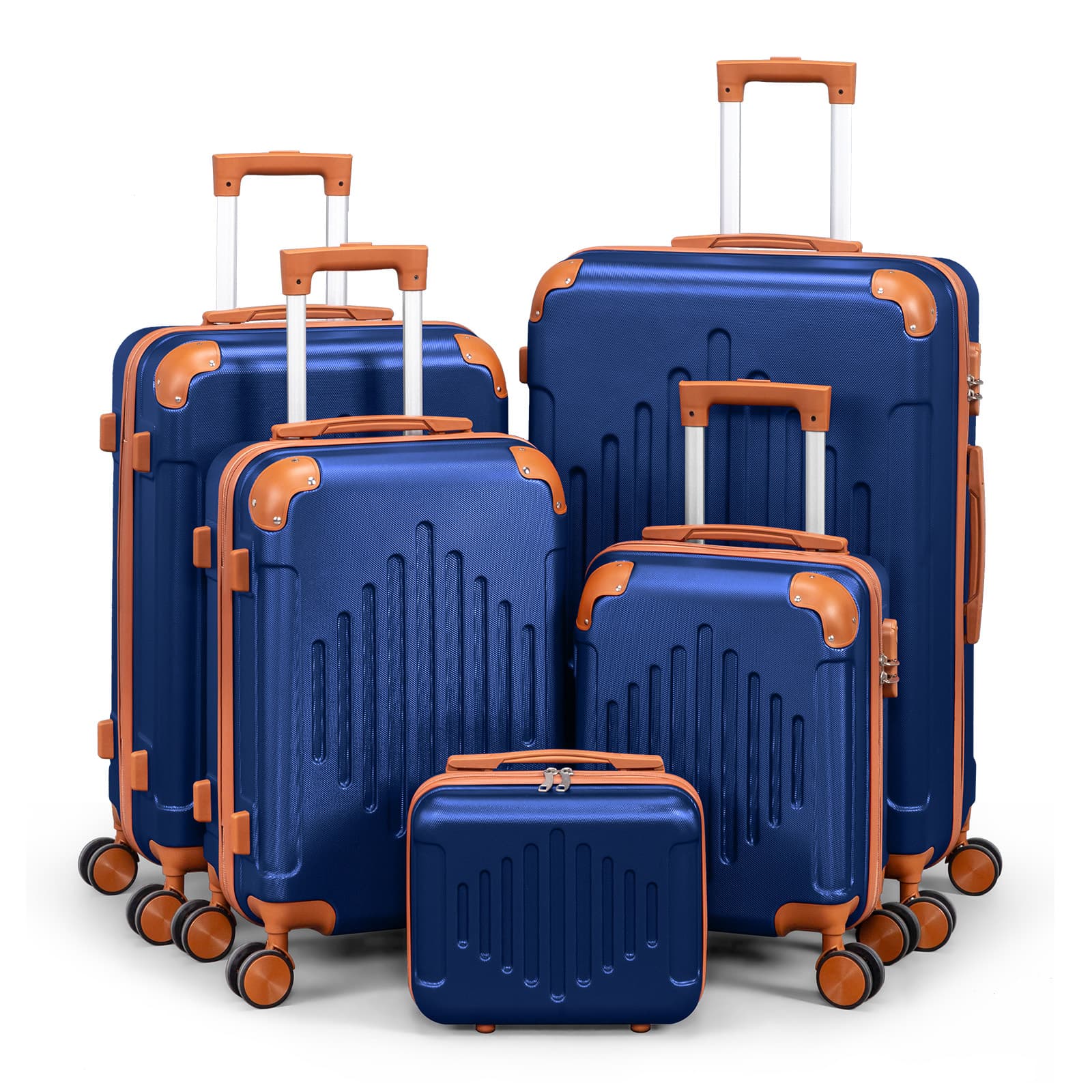 TEMU 5-piece Luggage Set With , 12/16/20/24/28 Inch Lightweight Hardshell Suitcases, Durable Spinner Wheels Trolley Case, Travel Essentials For Men Women