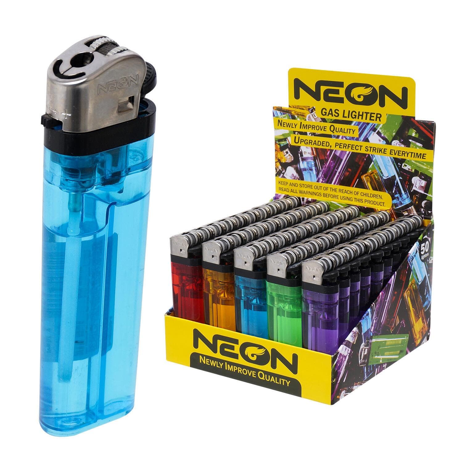TEMU Neon Disposable Lighter, Assorted Colors