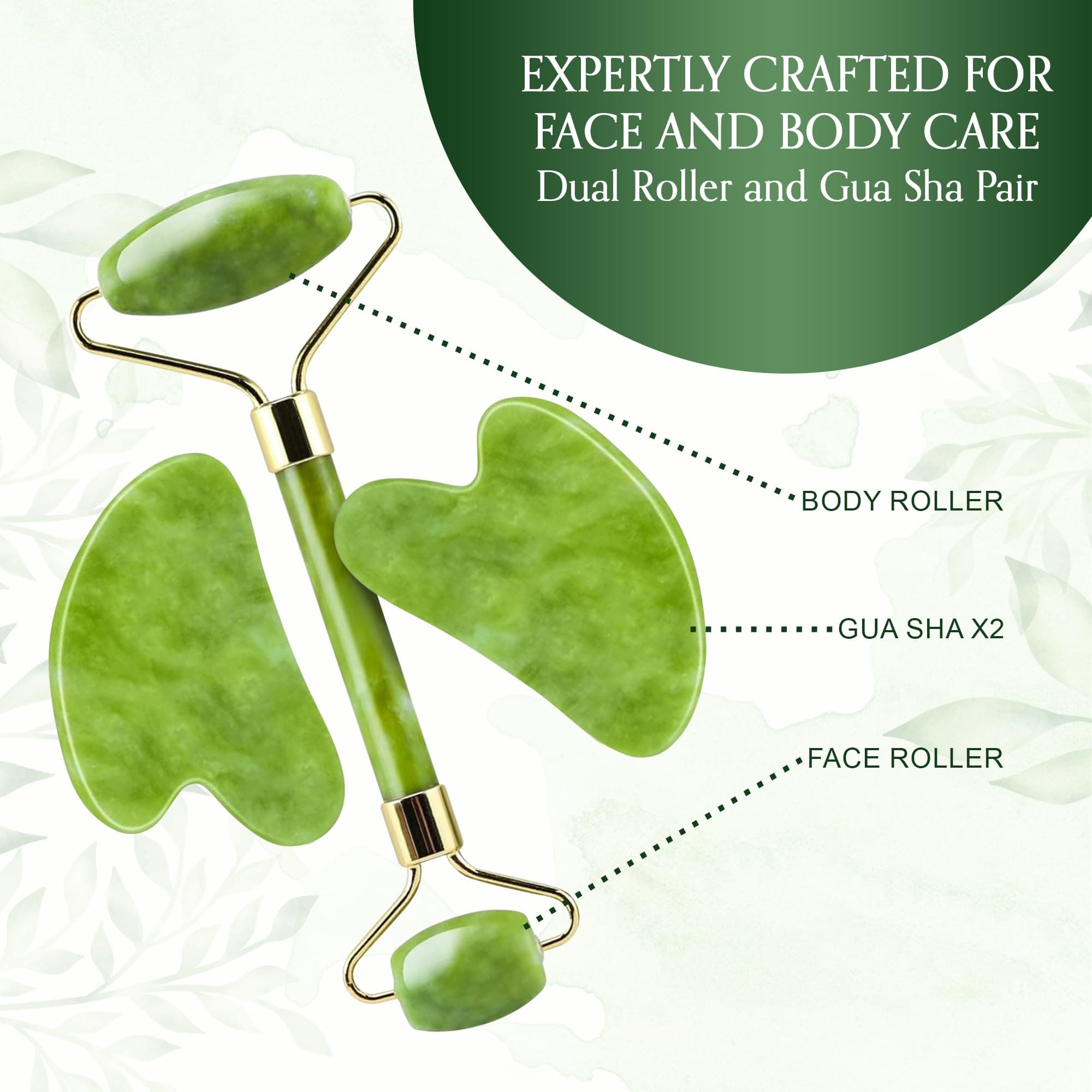 TEMU 4-piece Jade Facial Roller & Gua Sha Skincare Set – Natural Jade Face Roller With Eye Roller Beauty Tools
